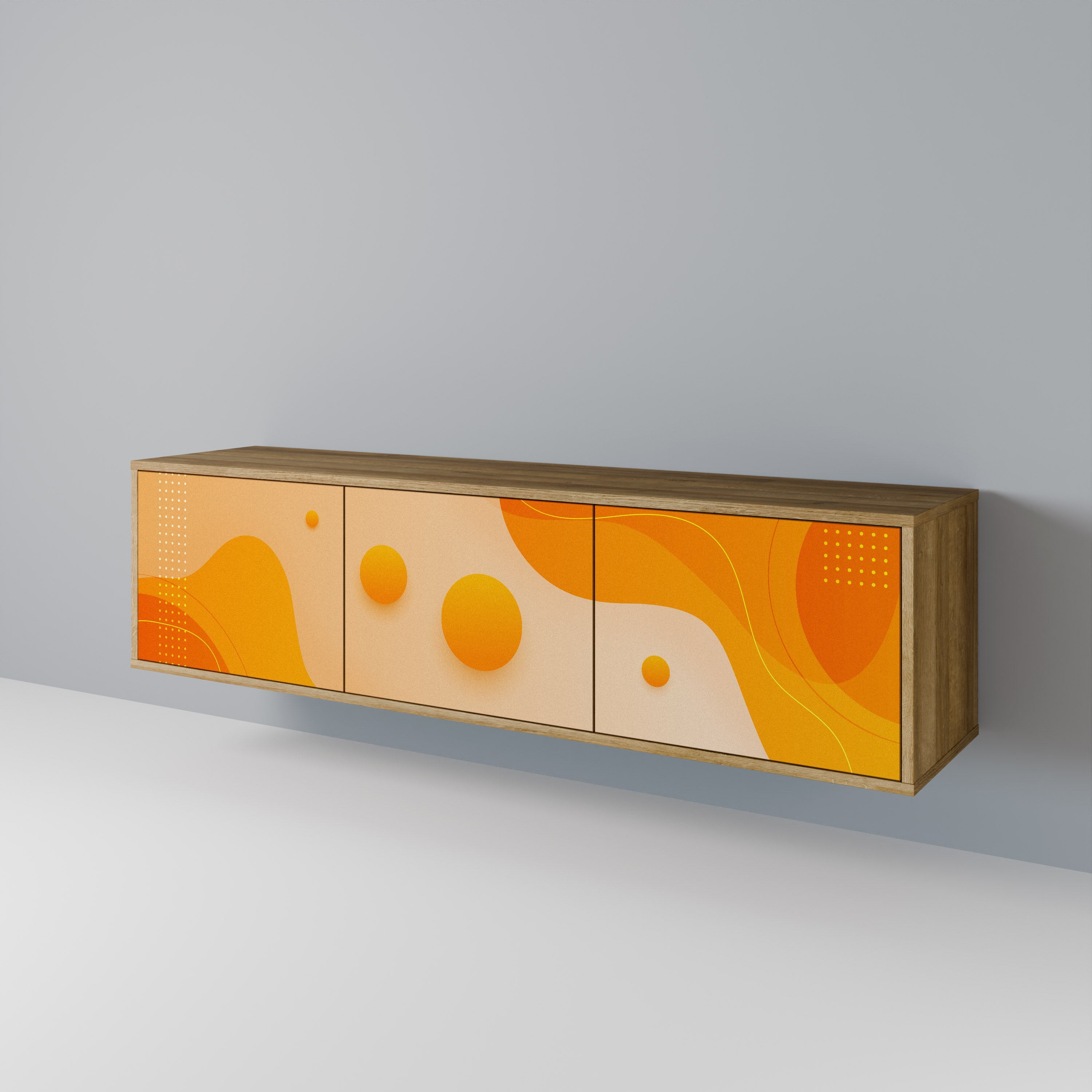 ORANGE ARRANGEMENT Móvel de TV com 3 Portas em Efeito Carvalho