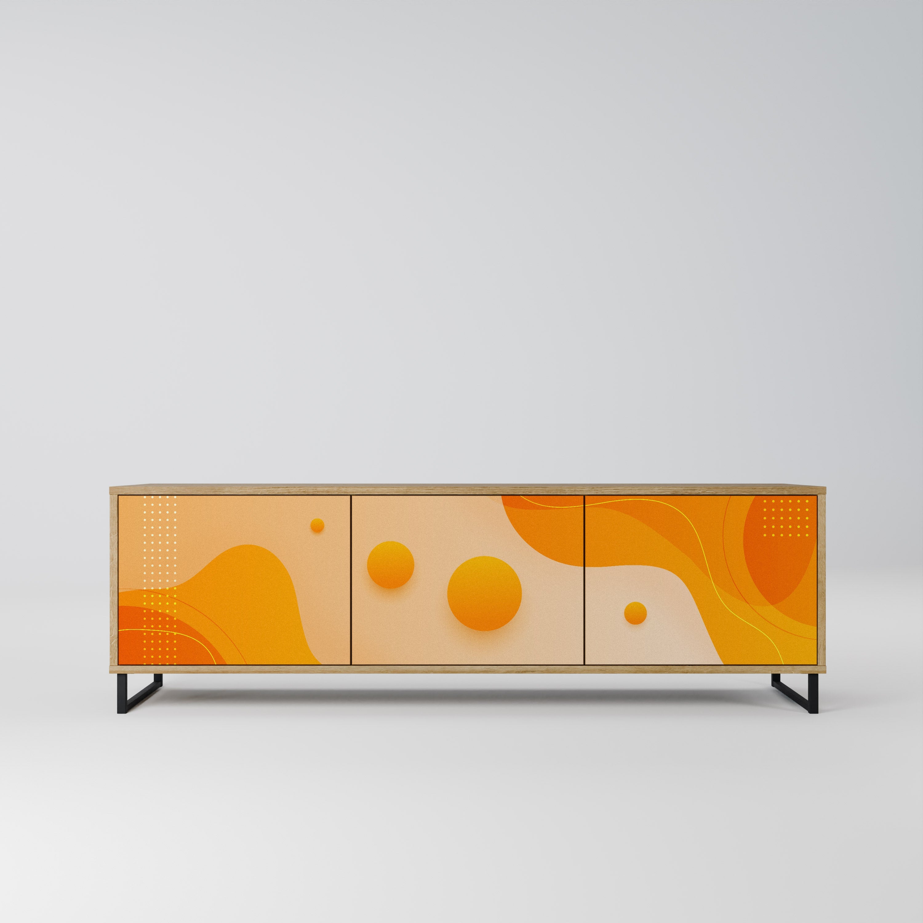 ORANGE ARRANGEMENT Móvel de TV com 3 Portas em Efeito Carvalho