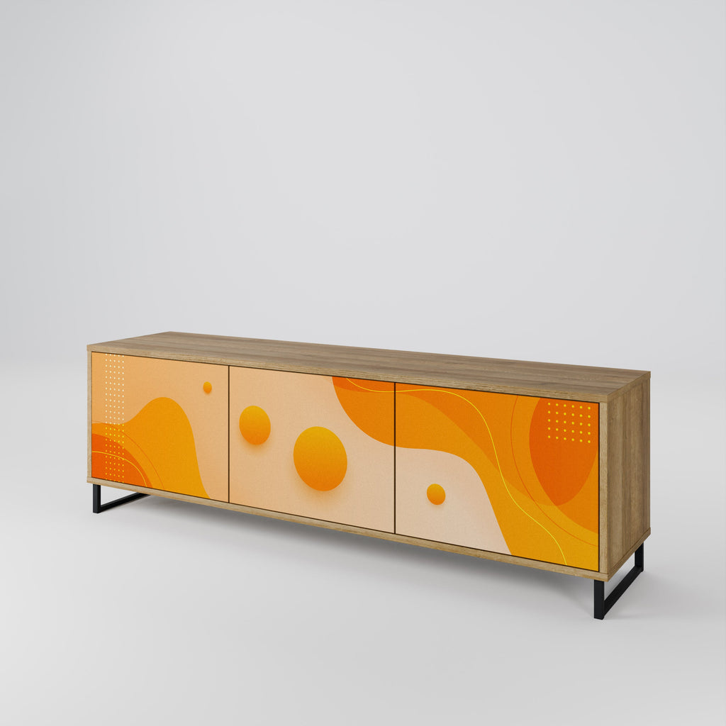 ORANGE ARRANGEMENT Móvel de TV com 3 Portas em Efeito Carvalho