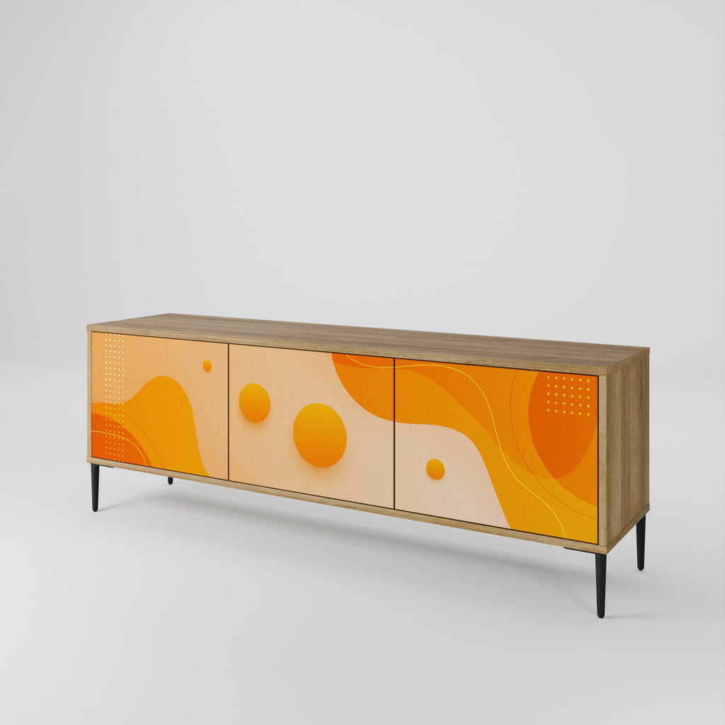 ORANGE ARRANGEMENT Móvel de TV com 3 Portas em Efeito Carvalho