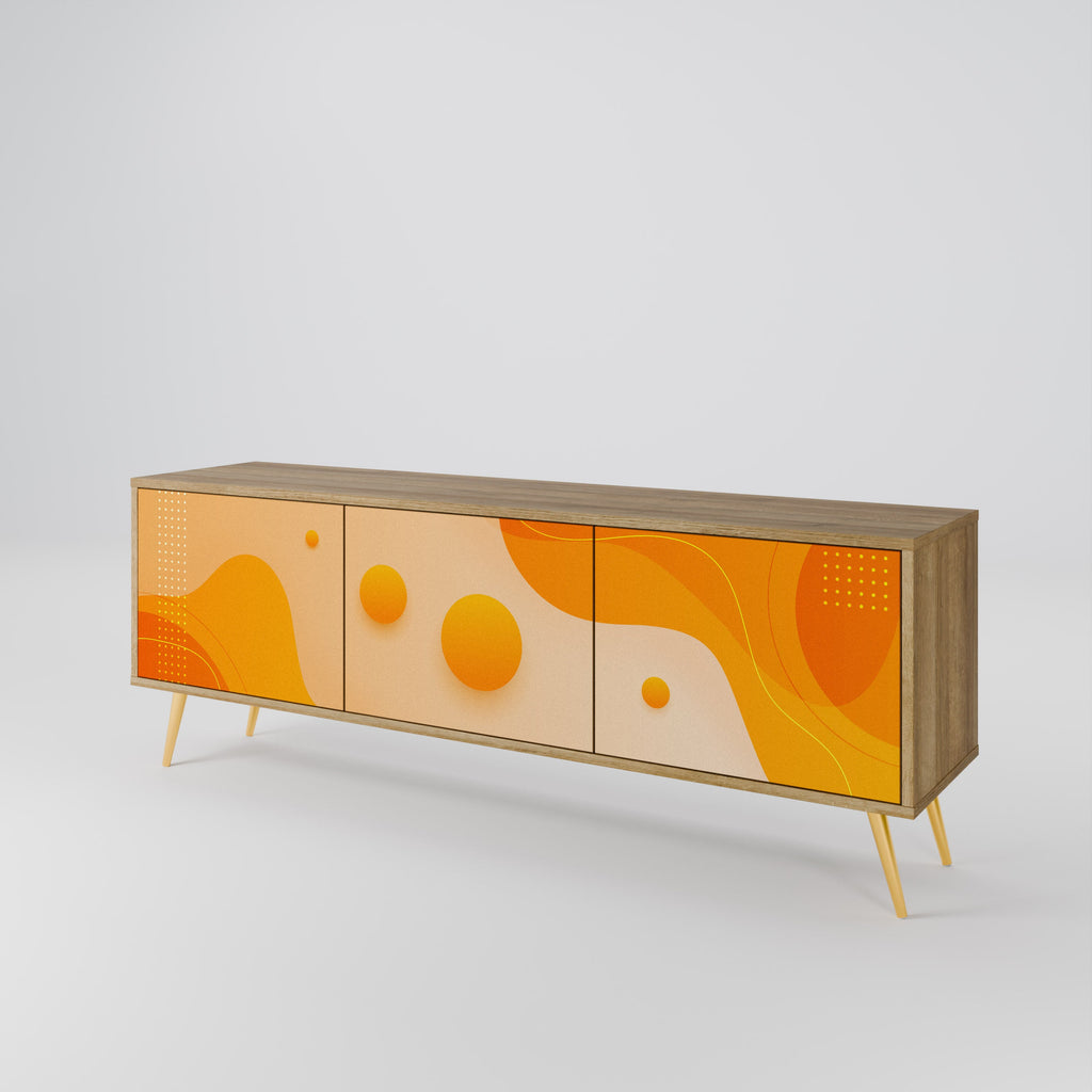 ORANGE ARRANGEMENT Móvel de TV com 3 Portas em Efeito Carvalho