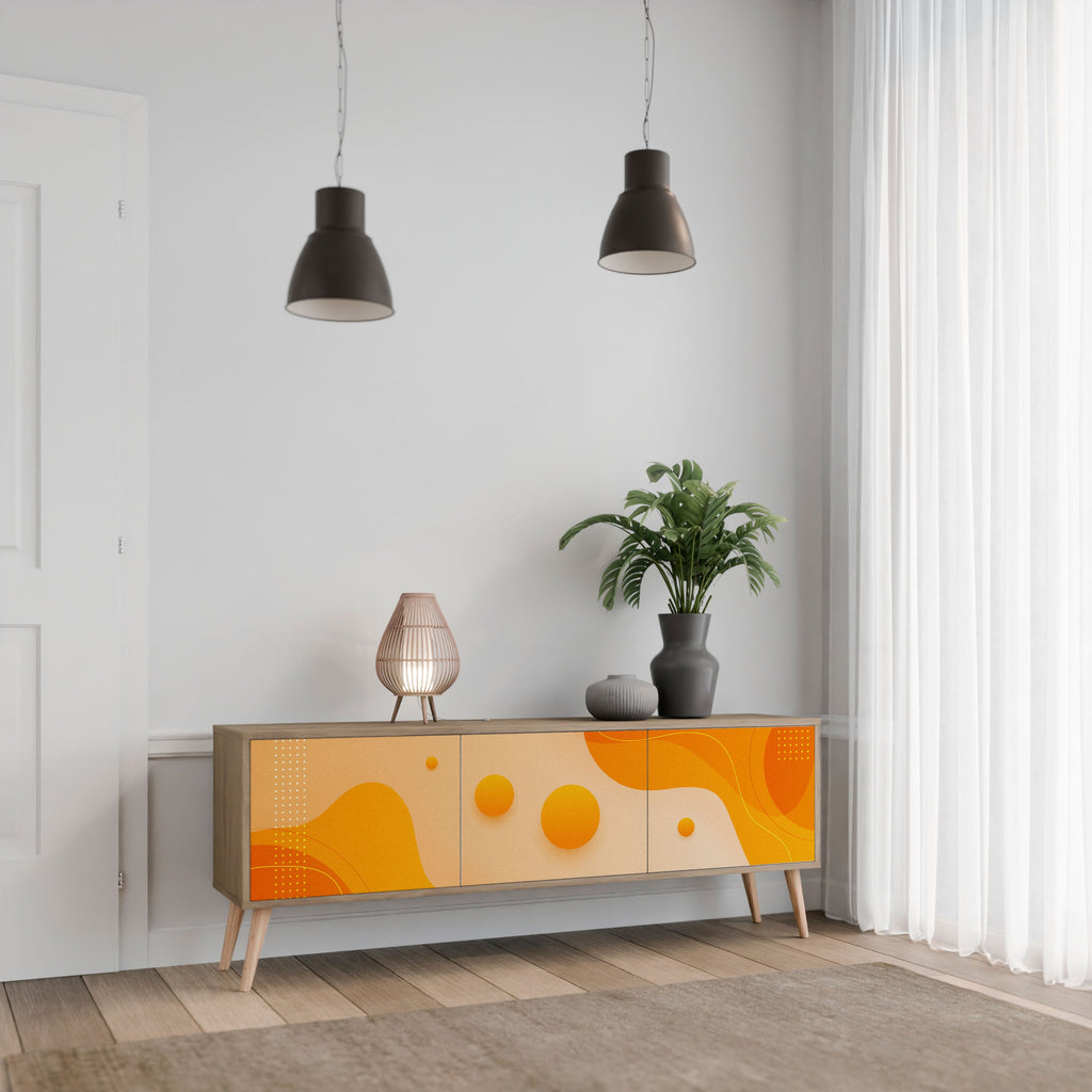 ORANGE ARRANGEMENT Móvel de TV com 3 Portas em Efeito Carvalho