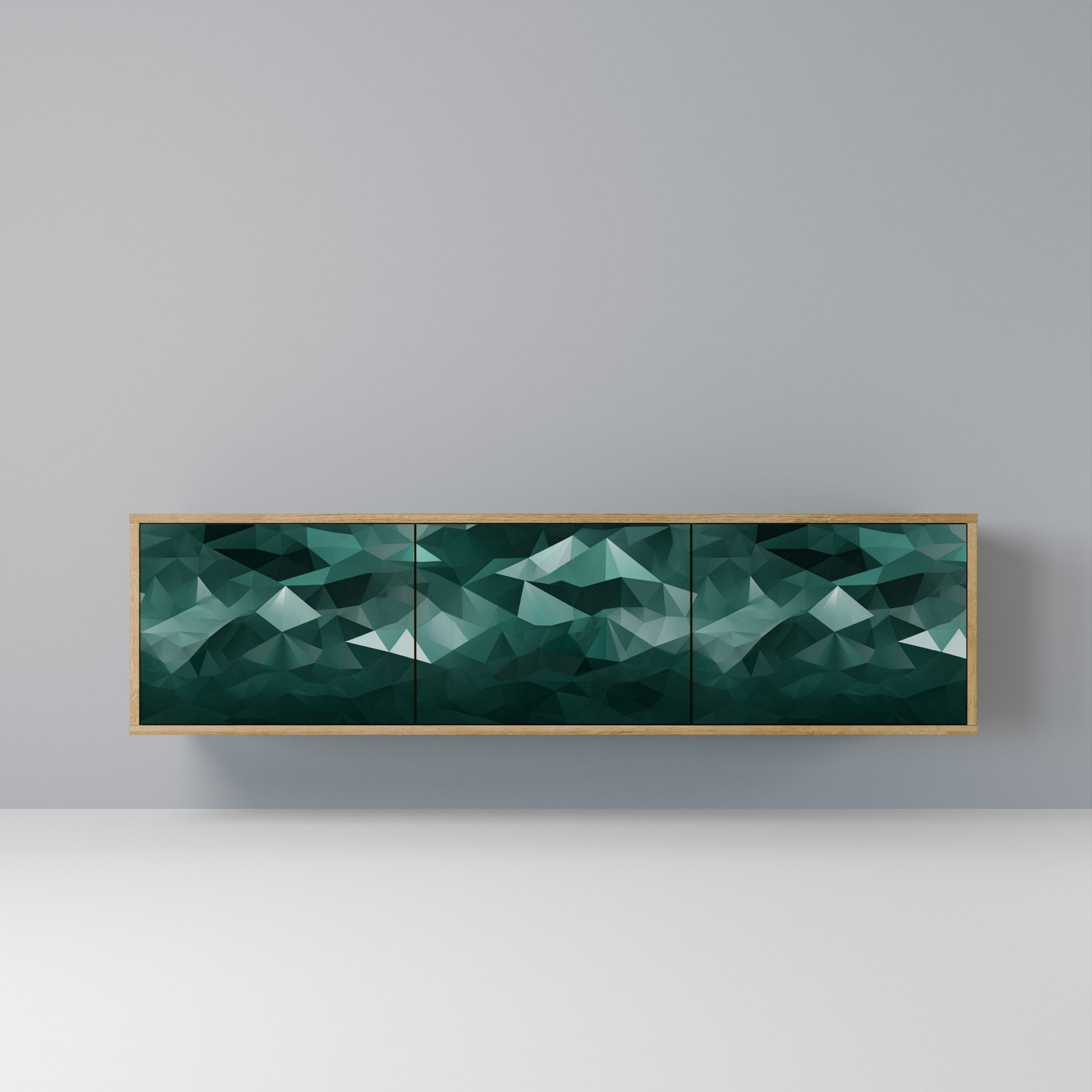 POLYGONAL FLOATING Móvel de TV com 3 Portas em Efeito Carvalho