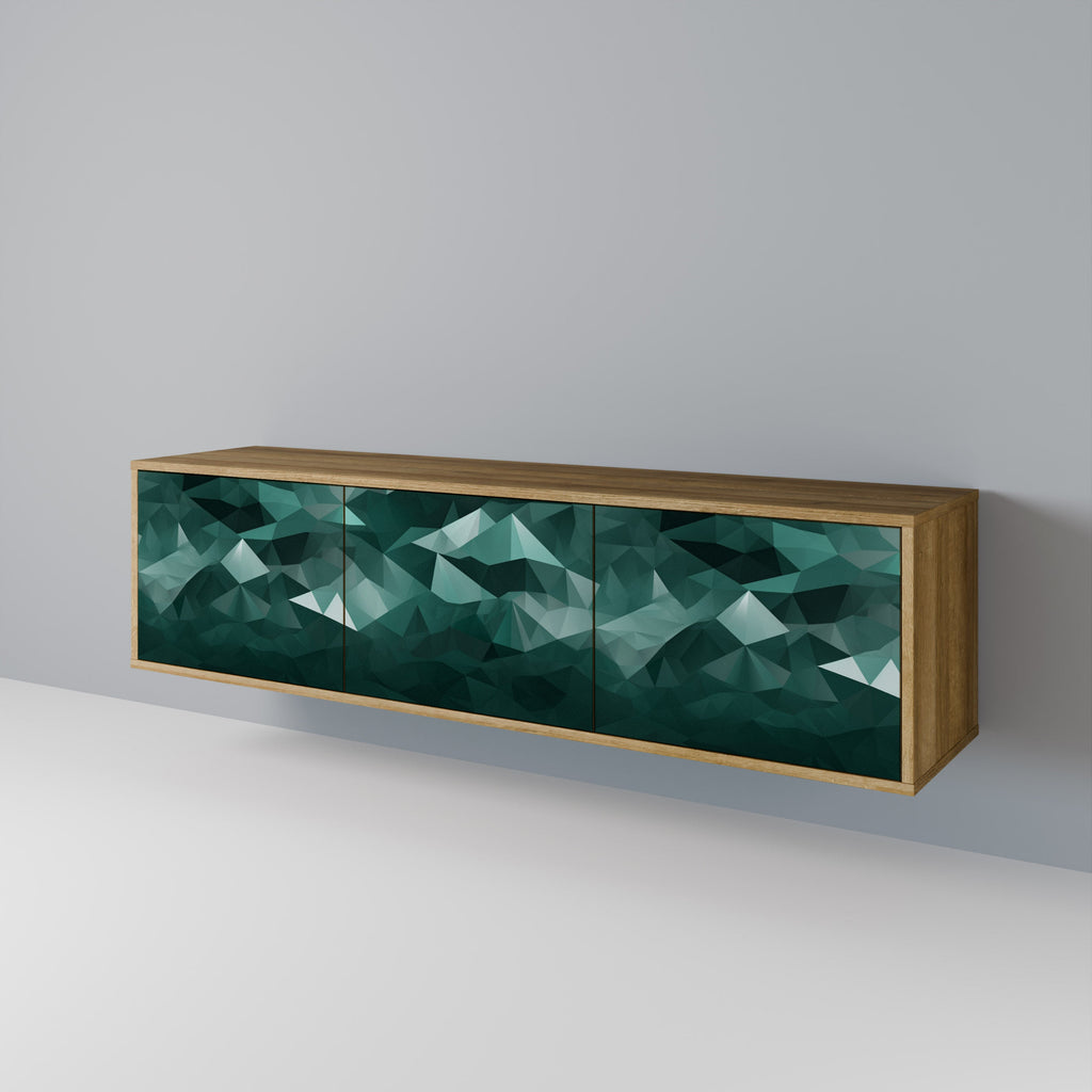 POLYGONAL FLOATING Móvel de TV com 3 Portas em Efeito Carvalho