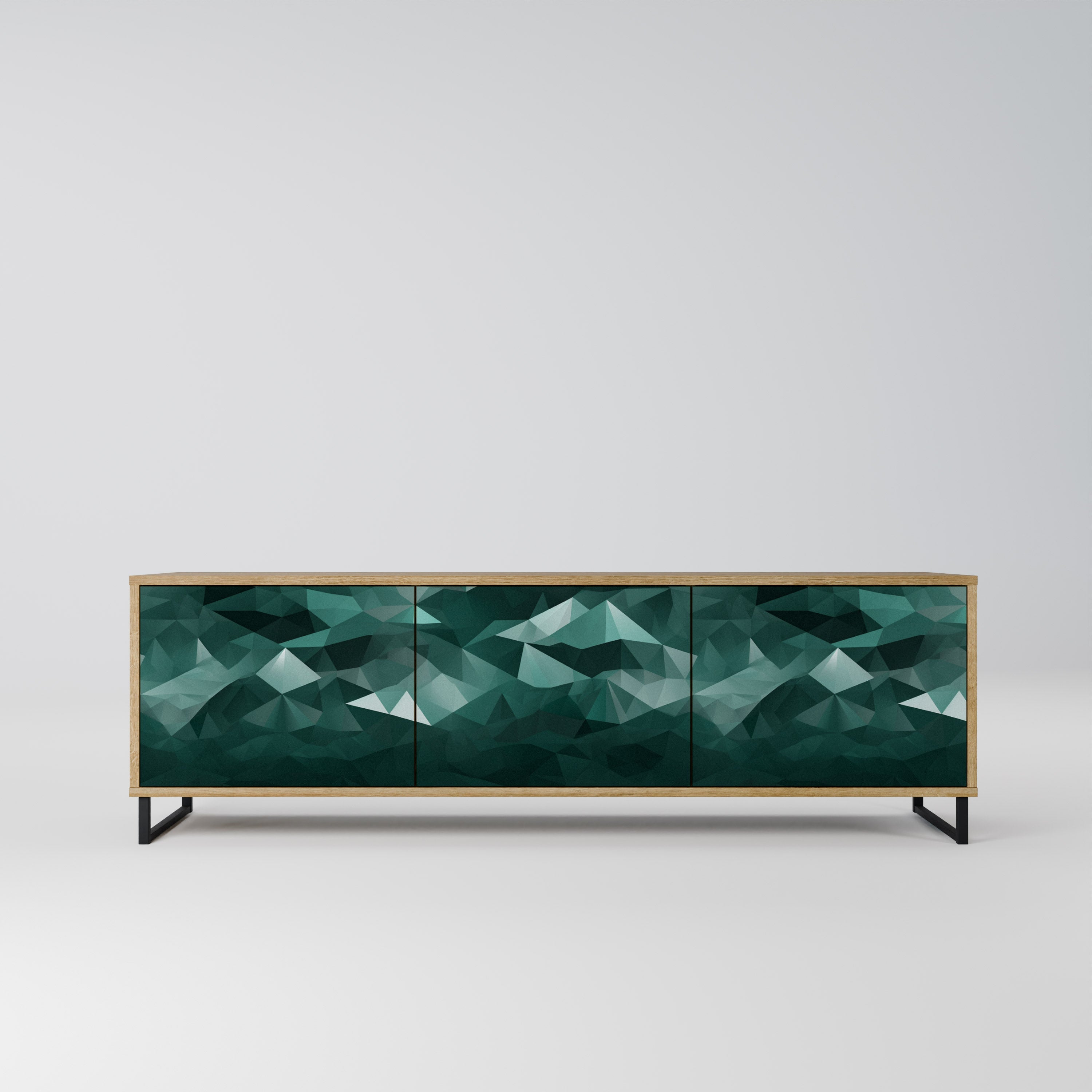 POLYGONAL FLOATING Móvel de TV com 3 Portas em Efeito Carvalho