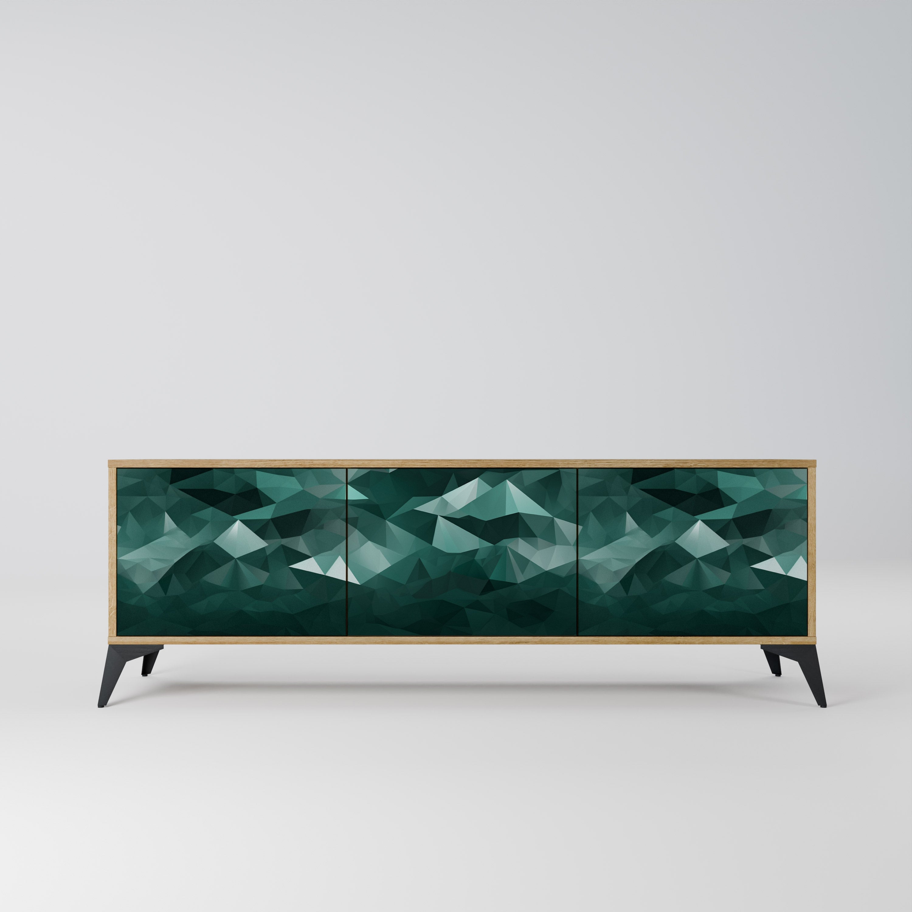 POLYGONAL FLOATING Móvel de TV com 3 Portas em Efeito Carvalho