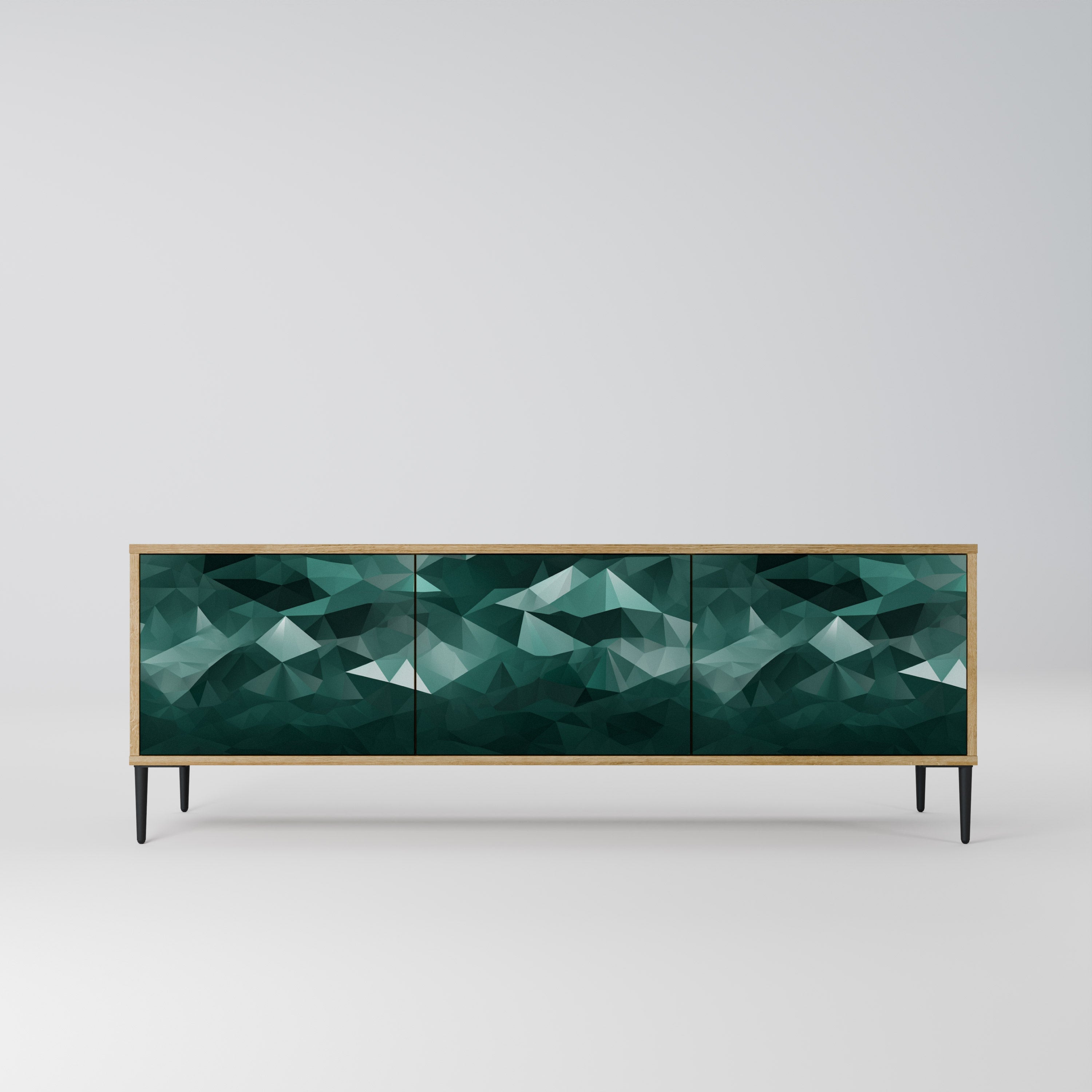 POLYGONAL FLOATING Móvel de TV com 3 Portas em Efeito Carvalho