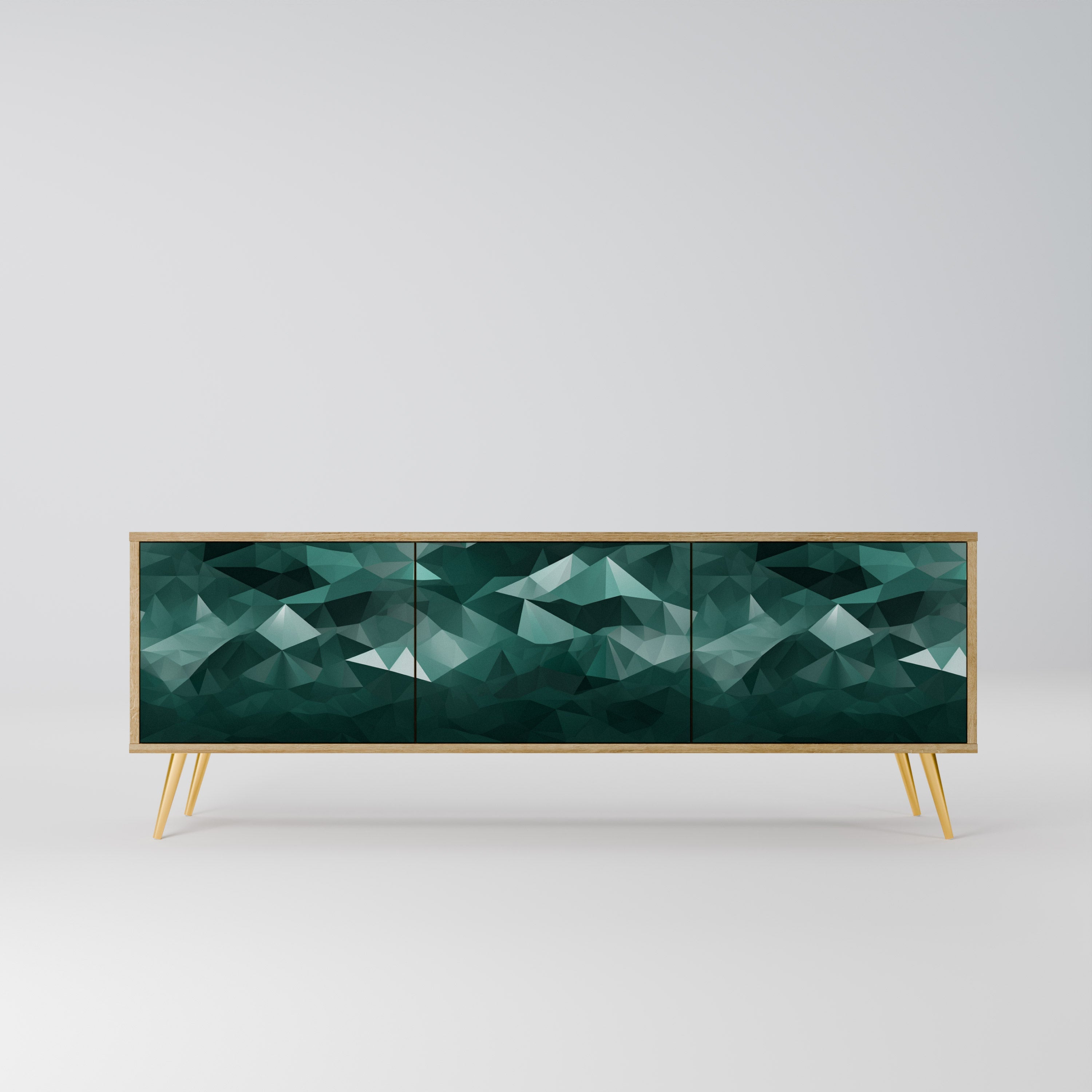 POLYGONAL FLOATING Móvel de TV com 3 Portas em Efeito Carvalho