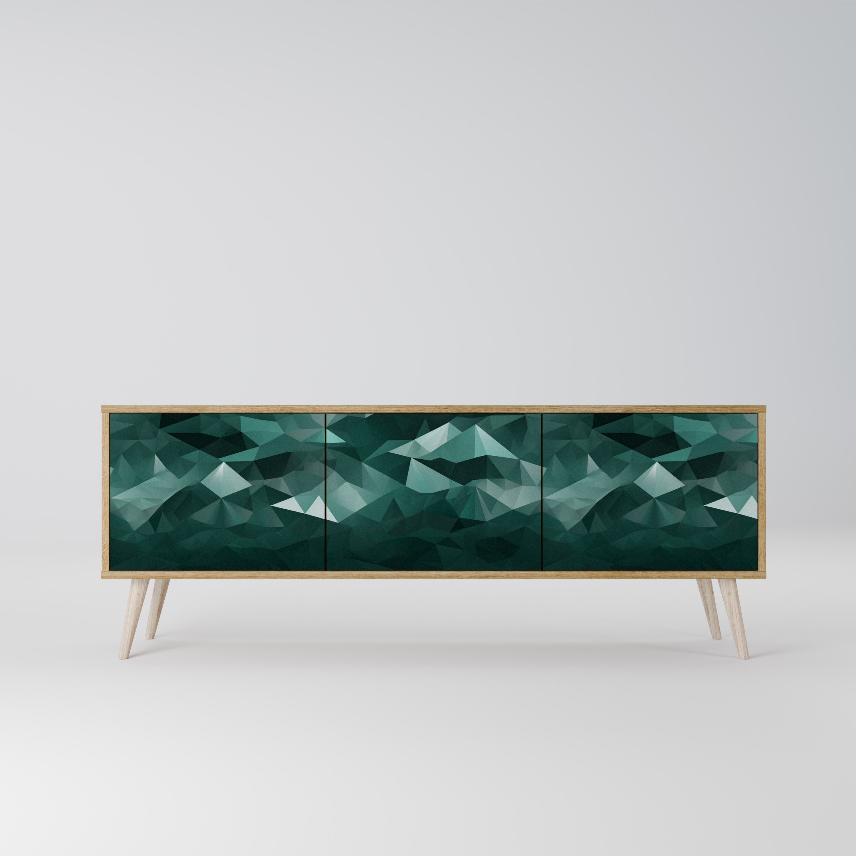 POLYGONAL FLOATING Móvel de TV com 3 Portas em Efeito Carvalho