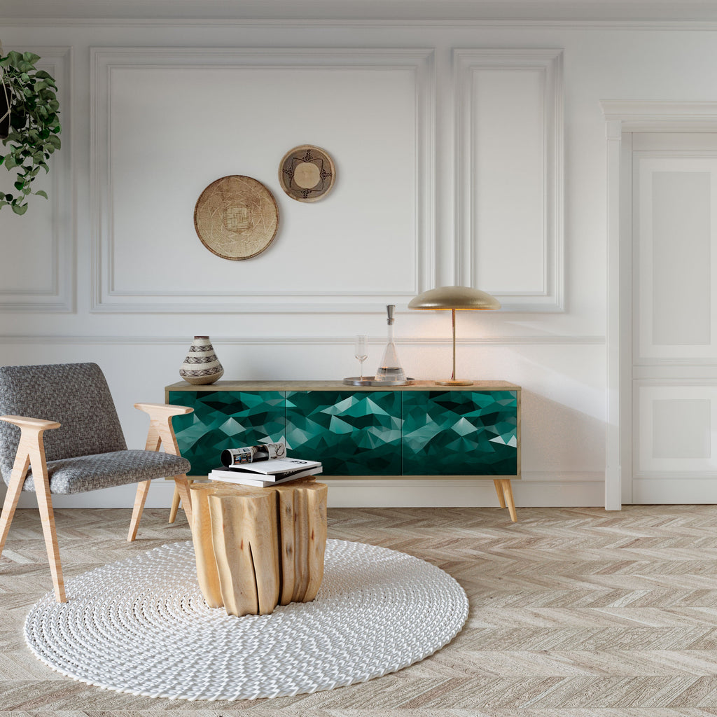 POLYGONAL FLOATING Móvel de TV com 3 Portas em Efeito Carvalho