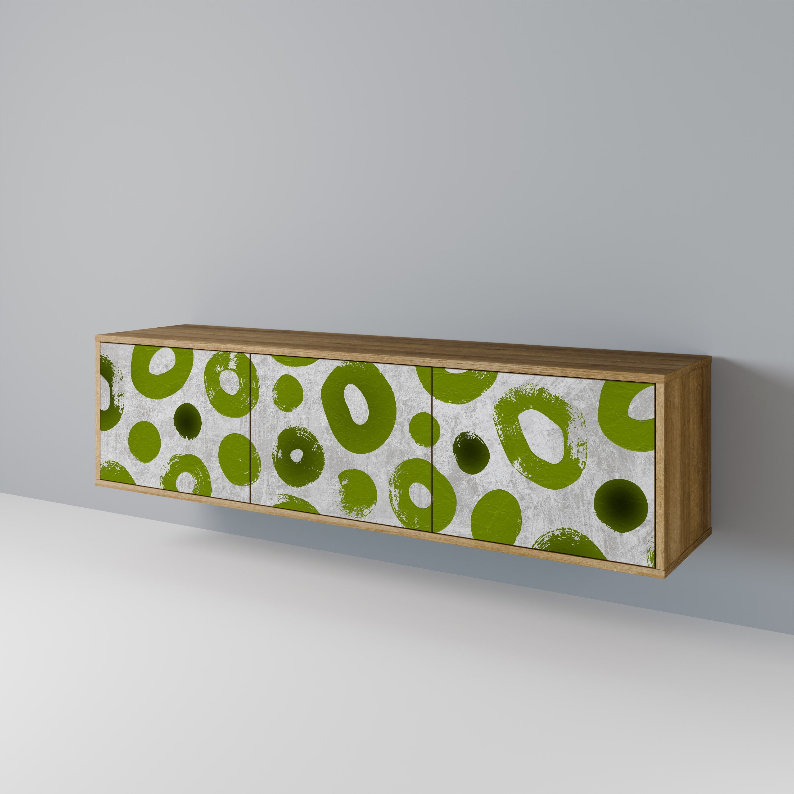 GREEN RHAPSODY Móvel de TV com 3 Portas em Efeito Carvalho