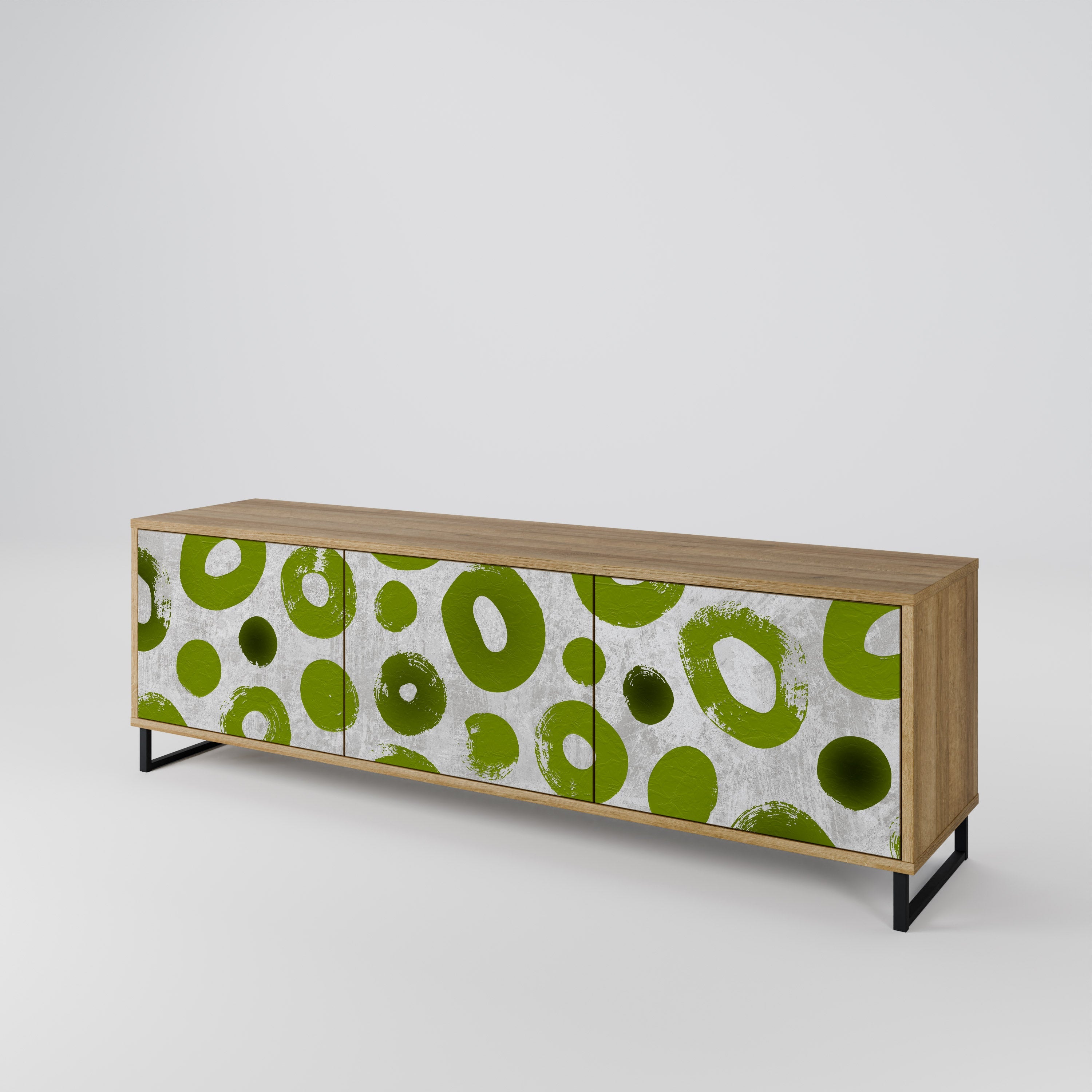 GREEN RHAPSODY Móvel de TV com 3 Portas em Efeito Carvalho