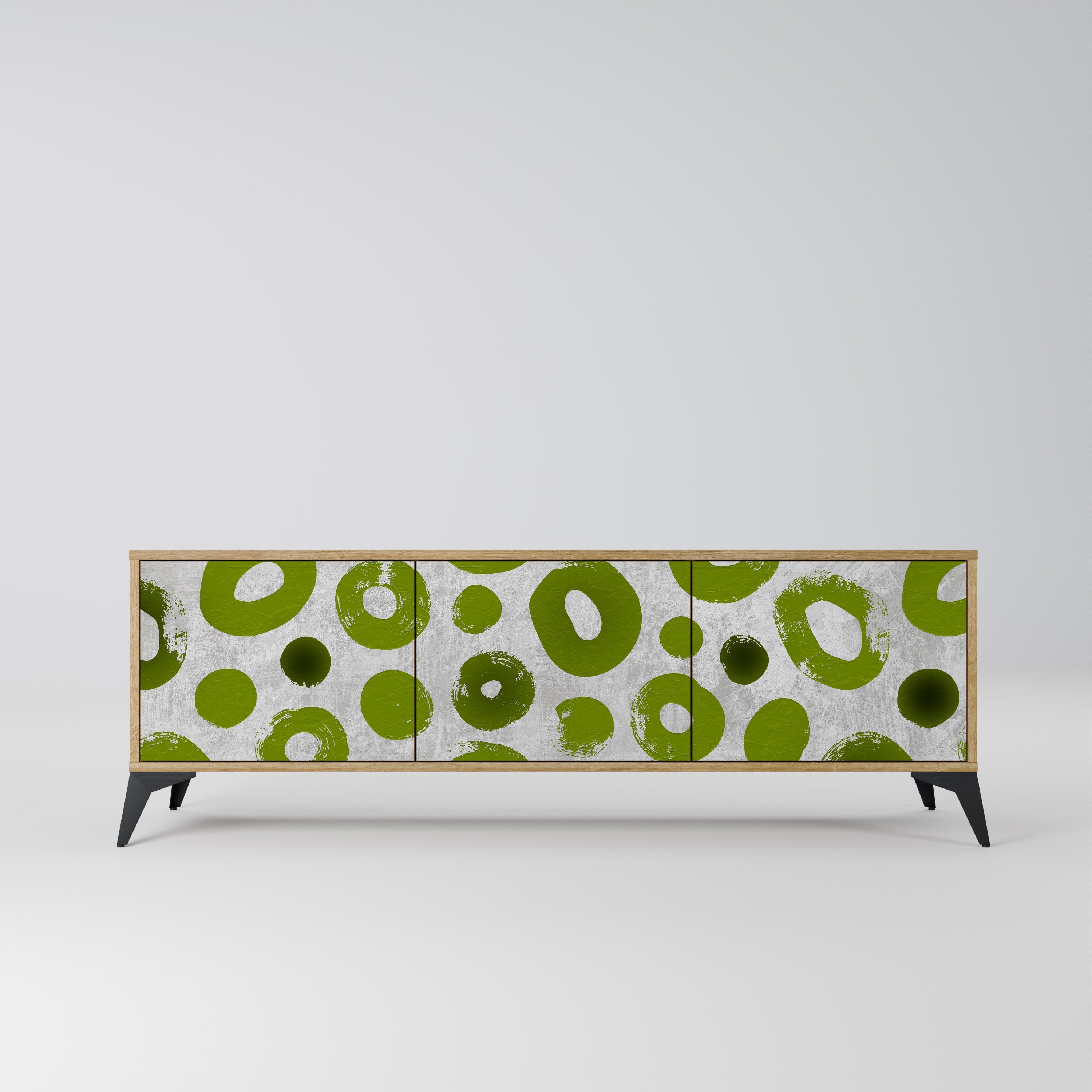 GREEN RHAPSODY Móvel de TV com 3 Portas em Efeito Carvalho