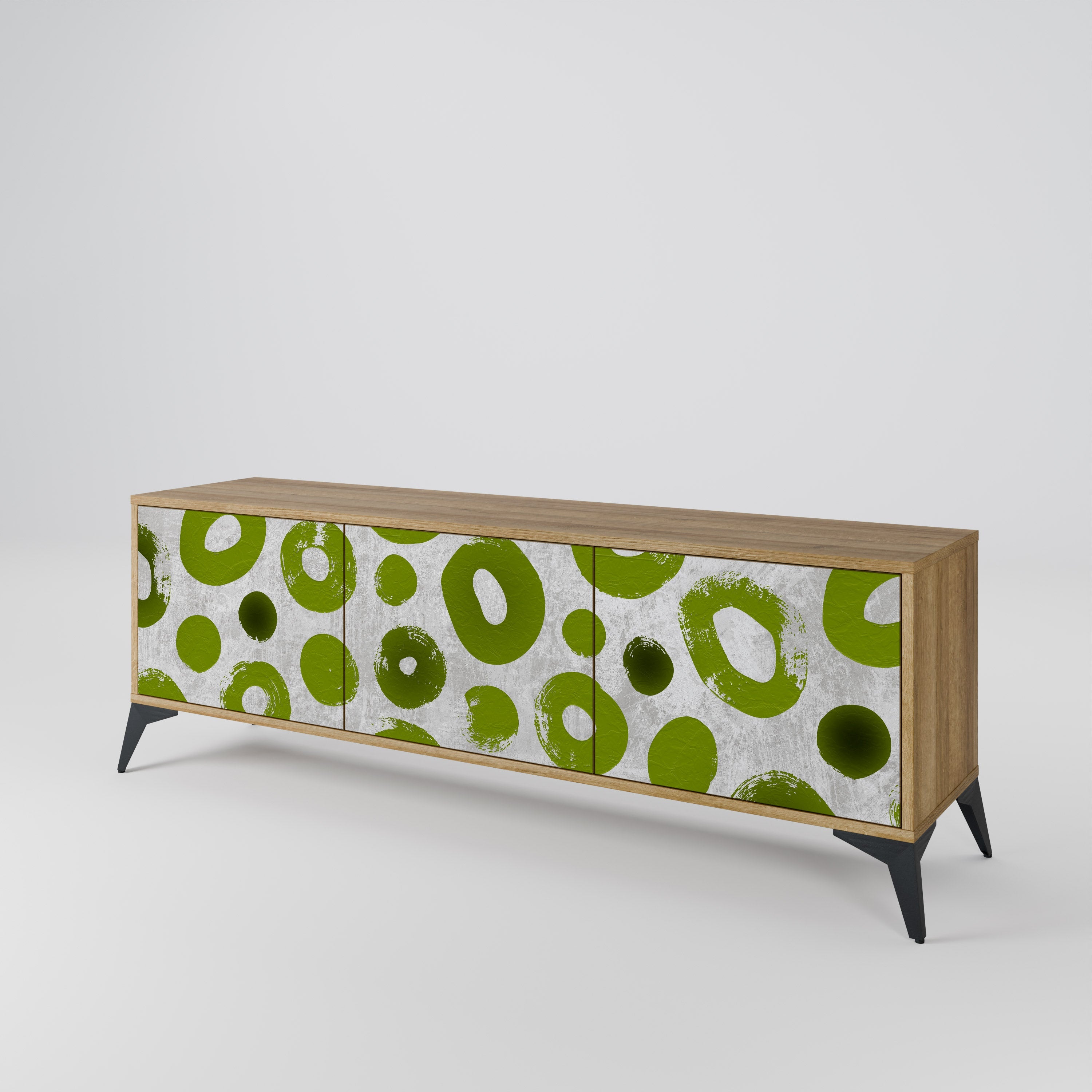 GREEN RHAPSODY Móvel de TV com 3 Portas em Efeito Carvalho