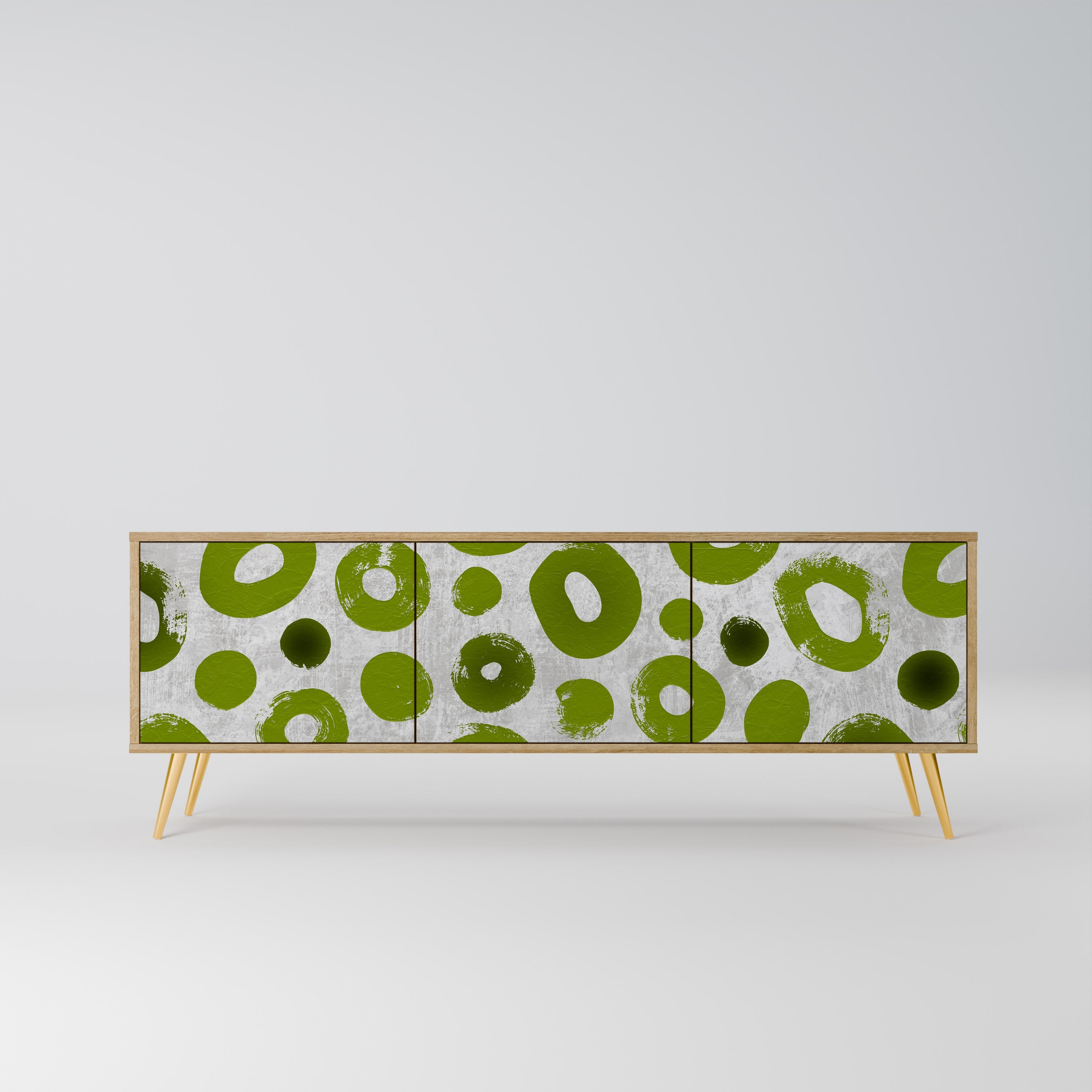 GREEN RHAPSODY Móvel de TV com 3 Portas em Efeito Carvalho