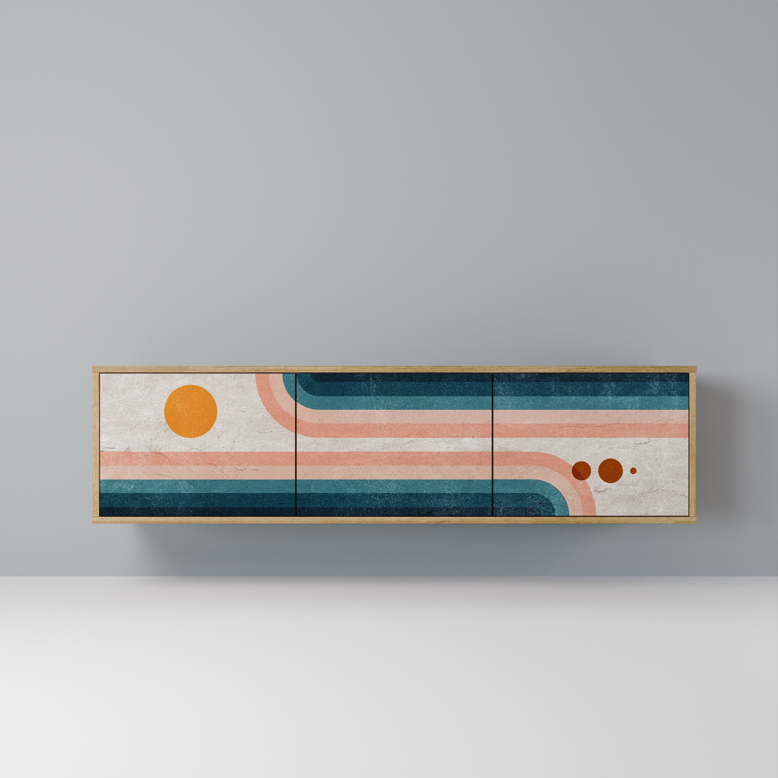 TWO HALVES Móvel de TV com 3 Portas em Efeito Carvalho