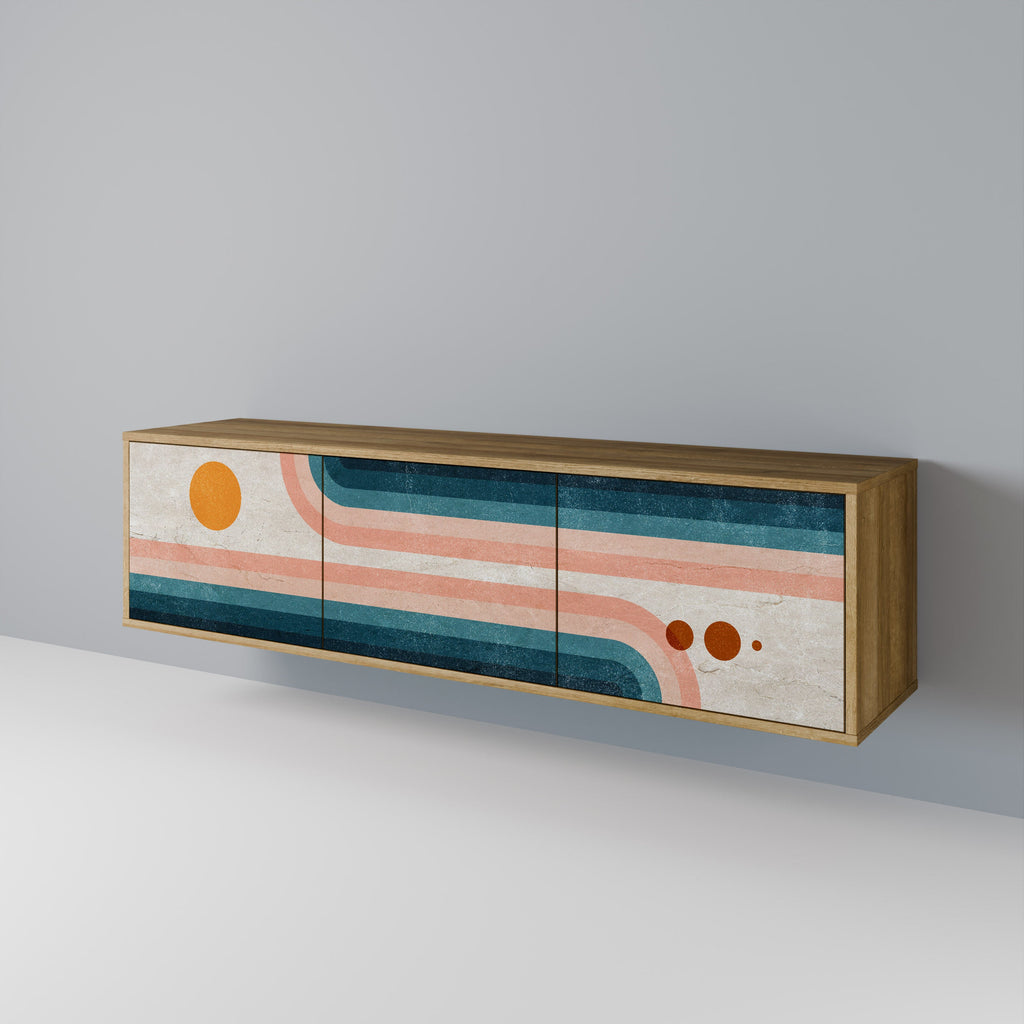 TWO HALVES Móvel de TV com 3 Portas em Efeito Carvalho