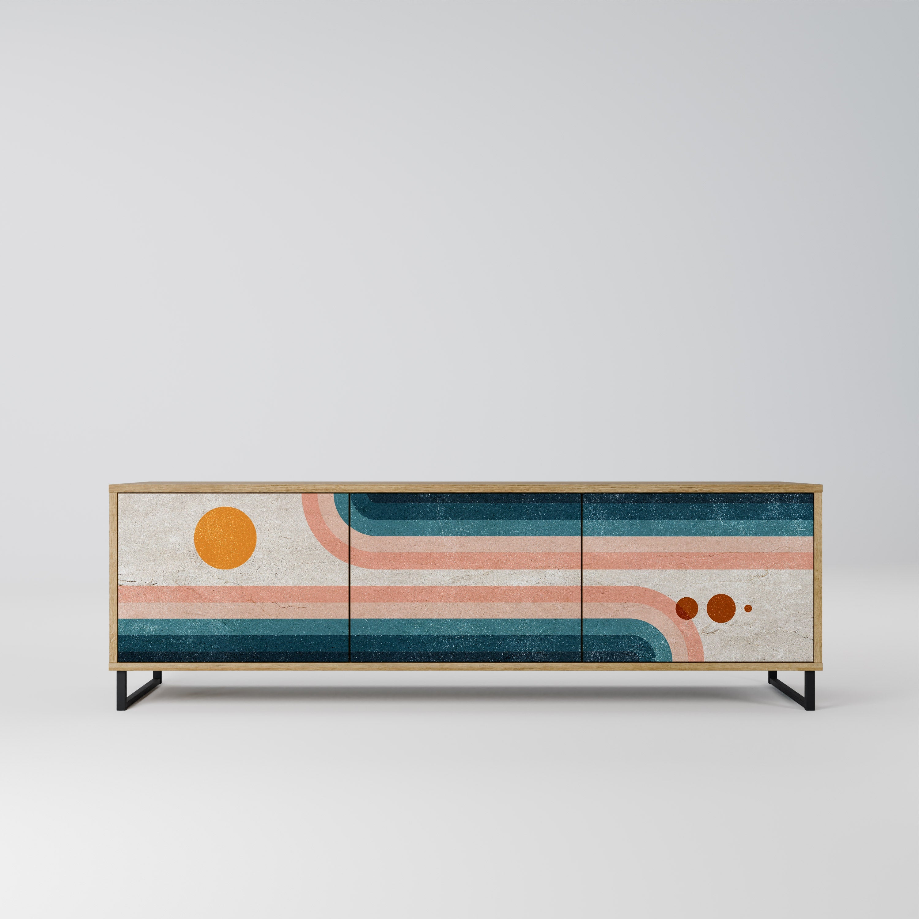 TWO HALVES Móvel de TV com 3 Portas em Efeito Carvalho