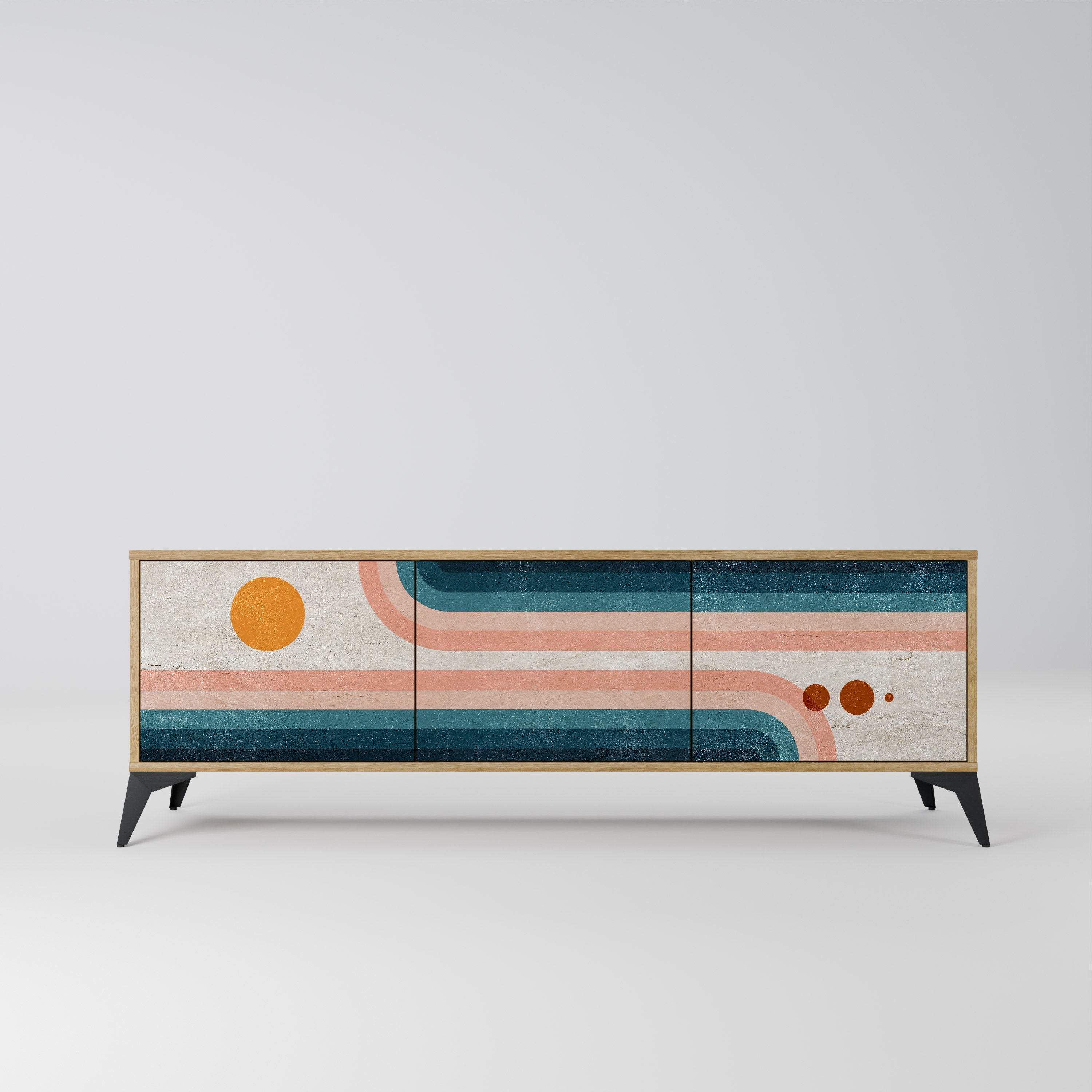 TWO HALVES Móvel de TV com 3 Portas em Efeito Carvalho