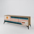 TWO HALVES Móvel de TV com 3 Portas em Efeito Carvalho