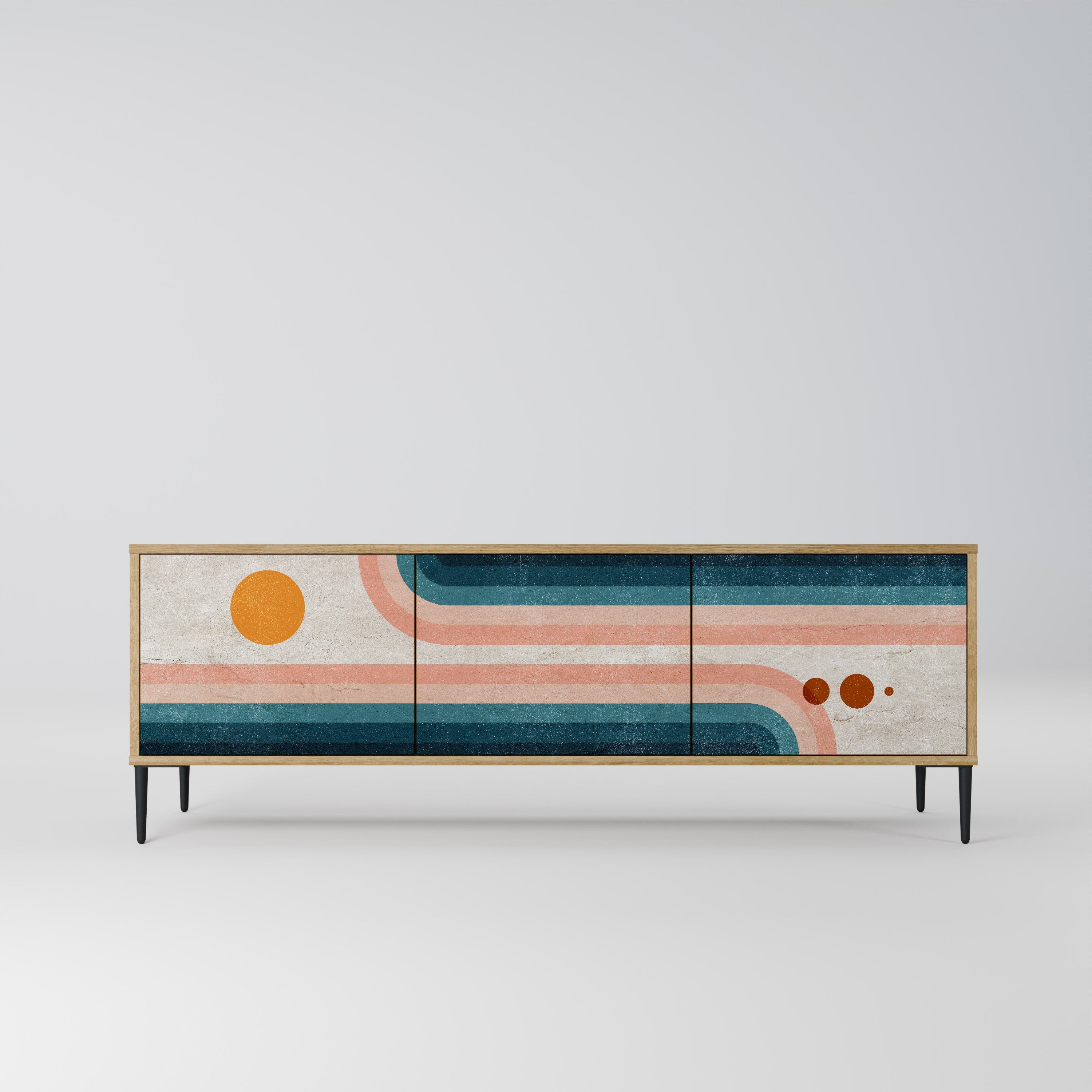 TWO HALVES Móvel de TV com 3 Portas em Efeito Carvalho