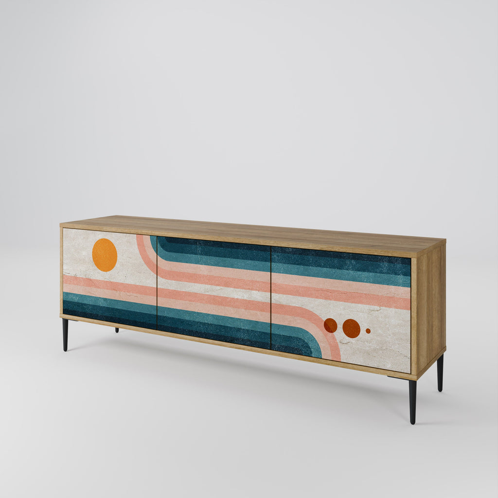 TWO HALVES Móvel de TV com 3 Portas em Efeito Carvalho