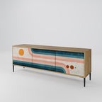 TWO HALVES Móvel de TV com 3 Portas em Efeito Carvalho