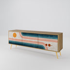 TWO HALVES Móvel de TV com 3 Portas em Efeito Carvalho