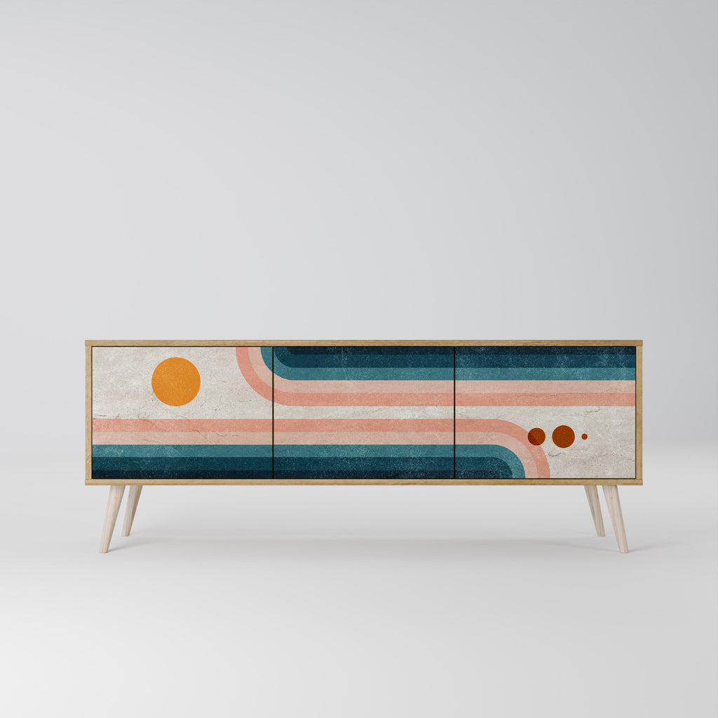 TWO HALVES Móvel de TV com 3 Portas em Efeito Carvalho