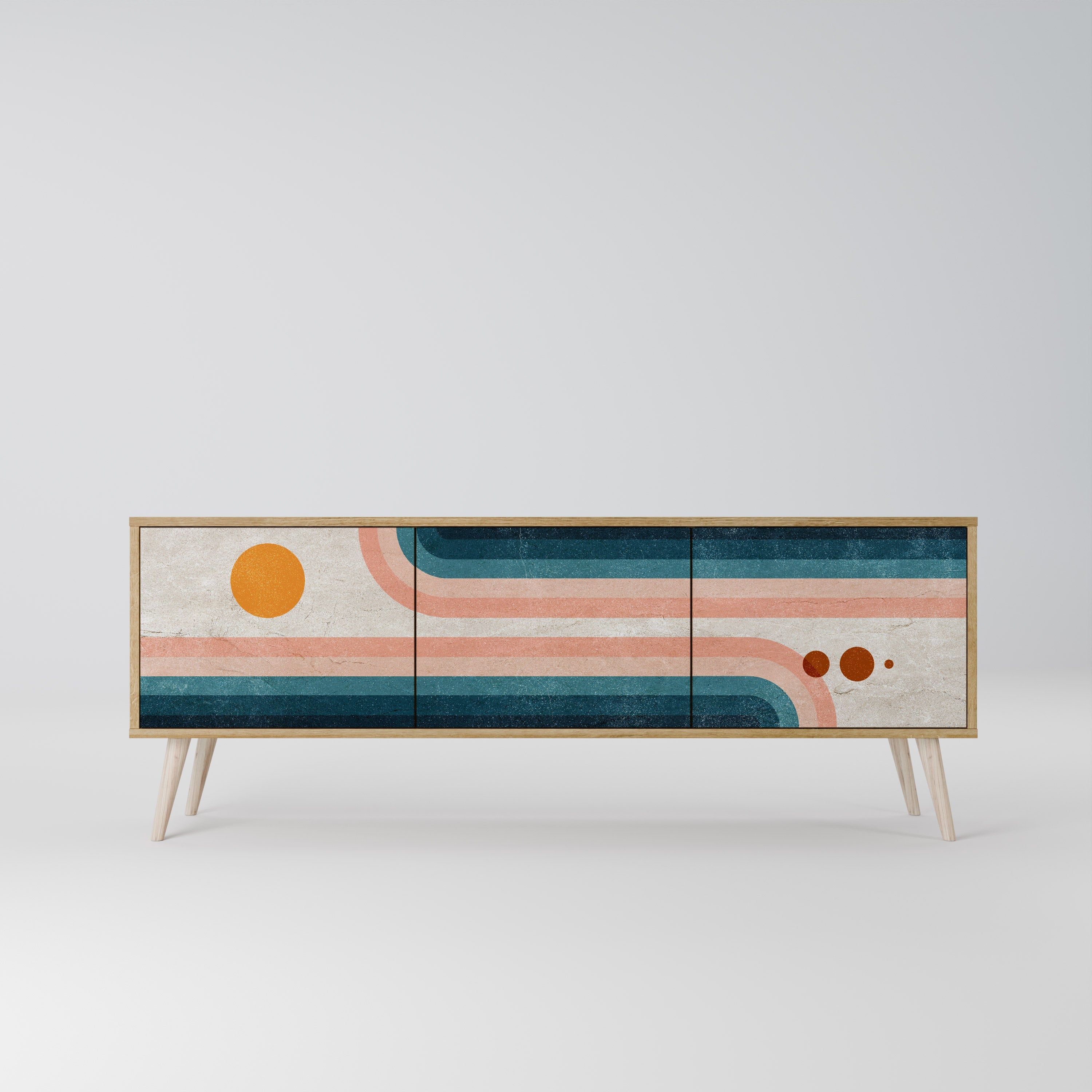 TWO HALVES Móvel de TV com 3 Portas em Efeito Carvalho