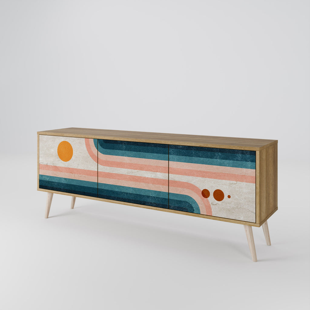 TWO HALVES Móvel de TV com 3 Portas em Efeito Carvalho