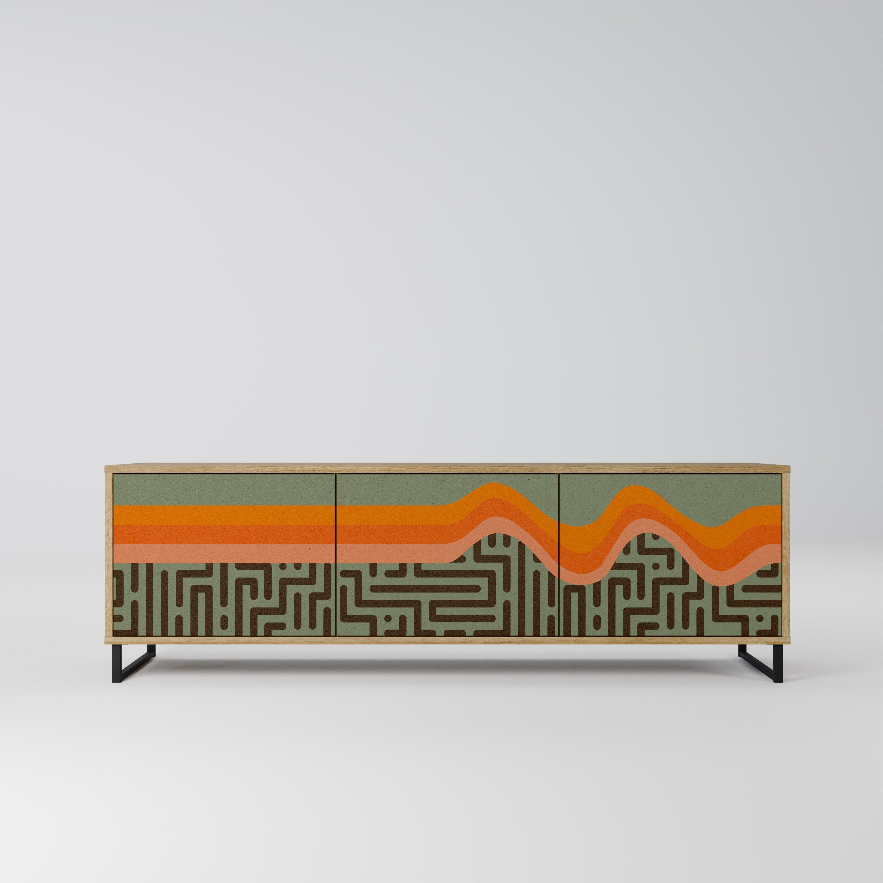 SIMPLE SOLUTIONS Móvel de TV com 3 Portas em Efeito Carvalho