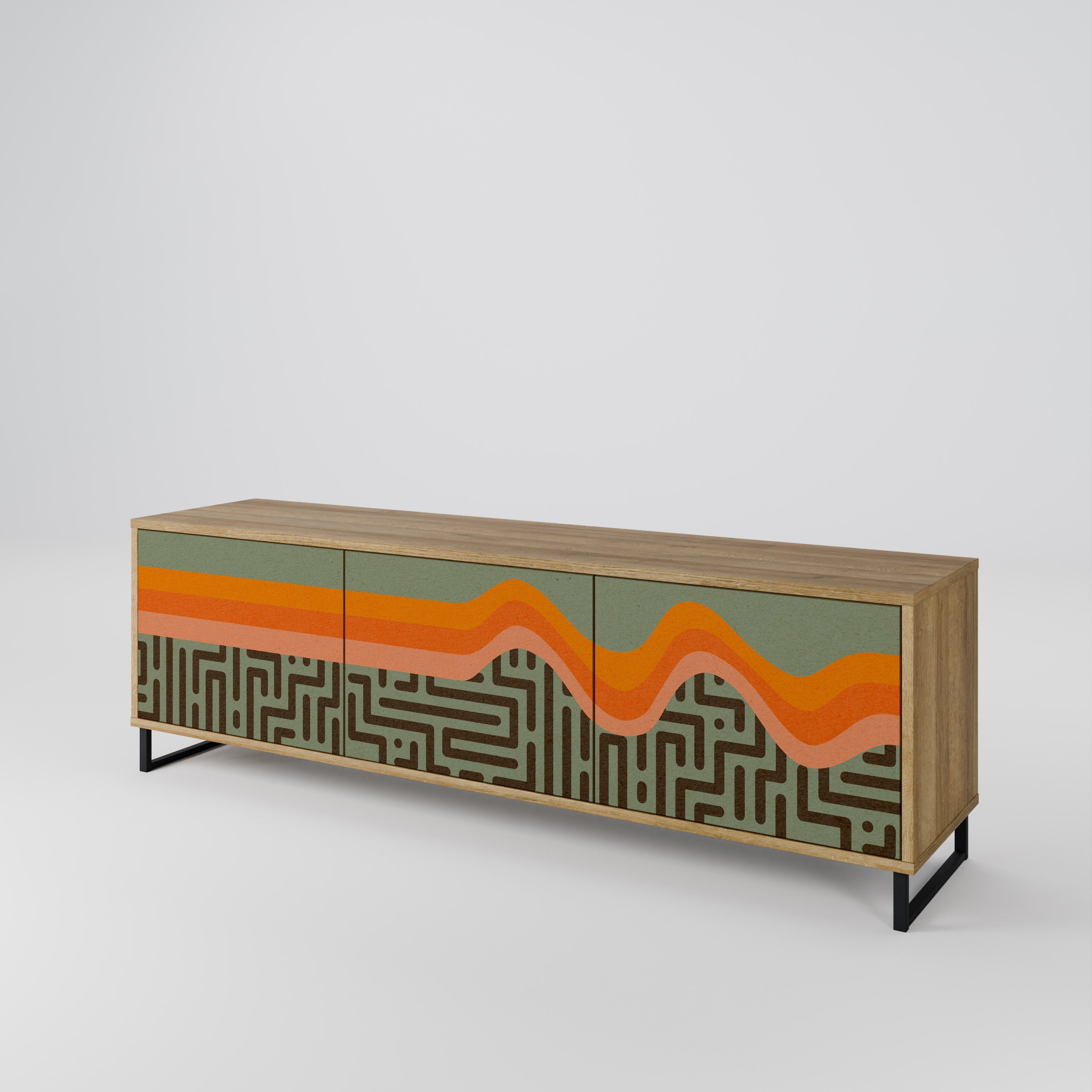 SIMPLE SOLUTIONS Móvel de TV com 3 Portas em Efeito Carvalho