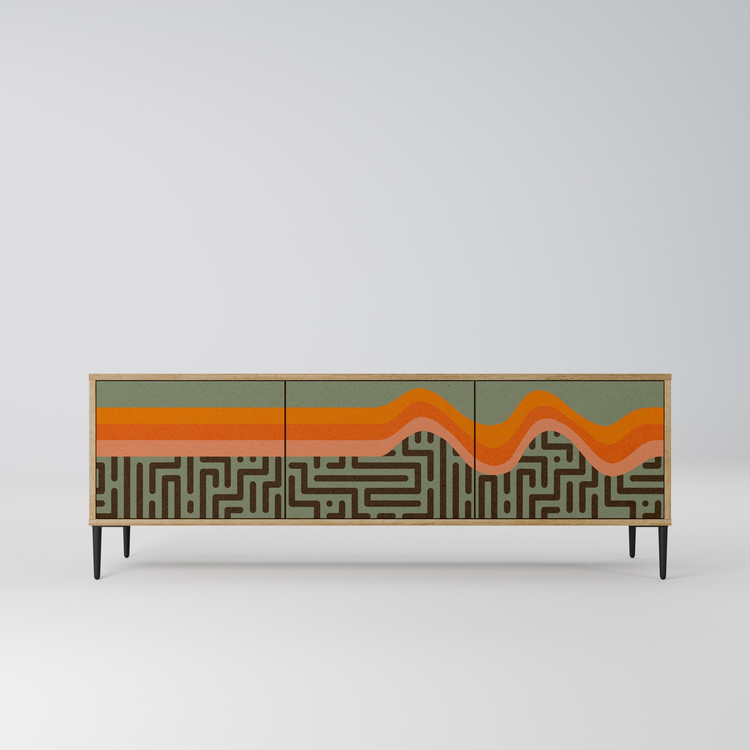 SIMPLE SOLUTIONS Móvel de TV com 3 Portas em Efeito Carvalho