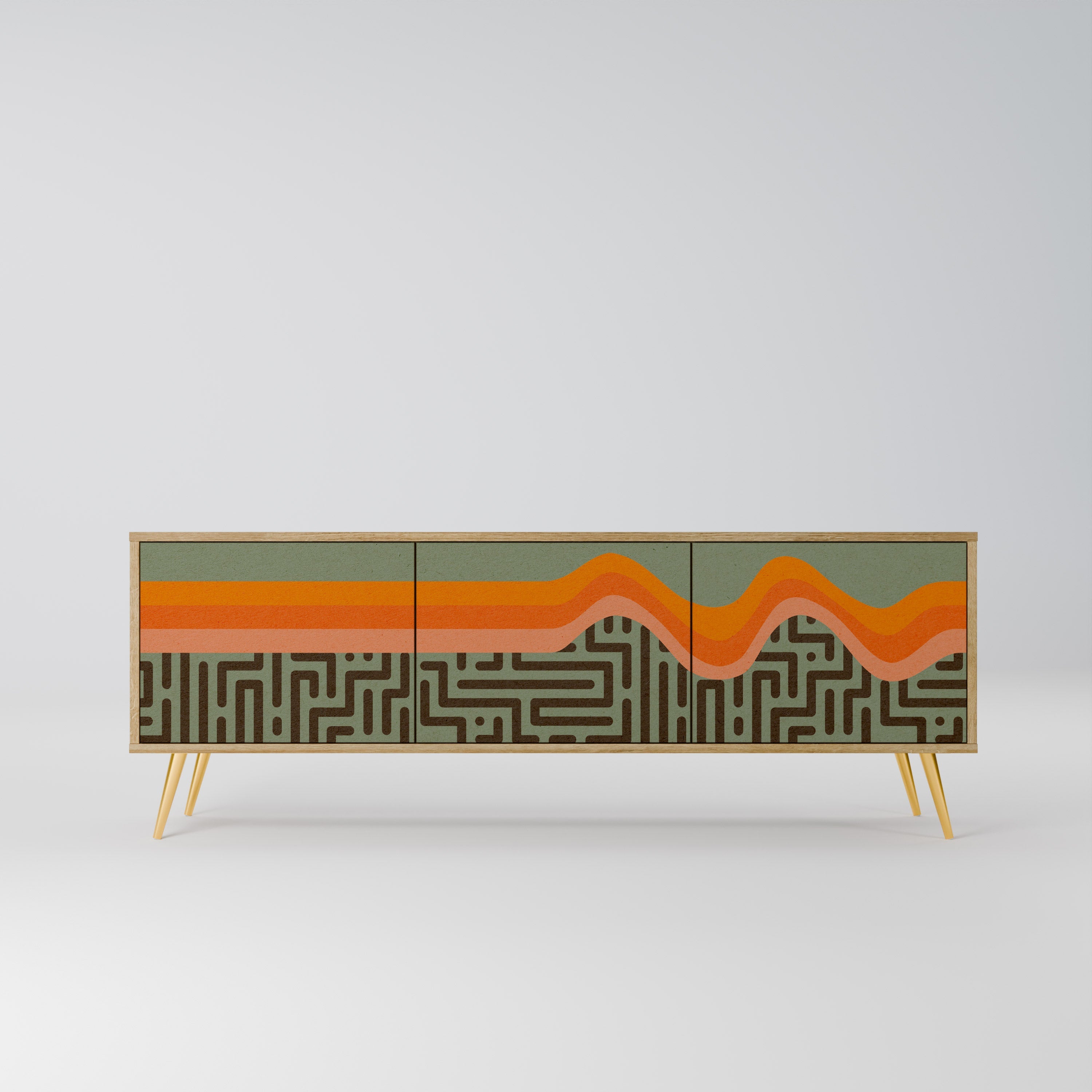 SIMPLE SOLUTIONS Móvel de TV com 3 Portas em Efeito Carvalho