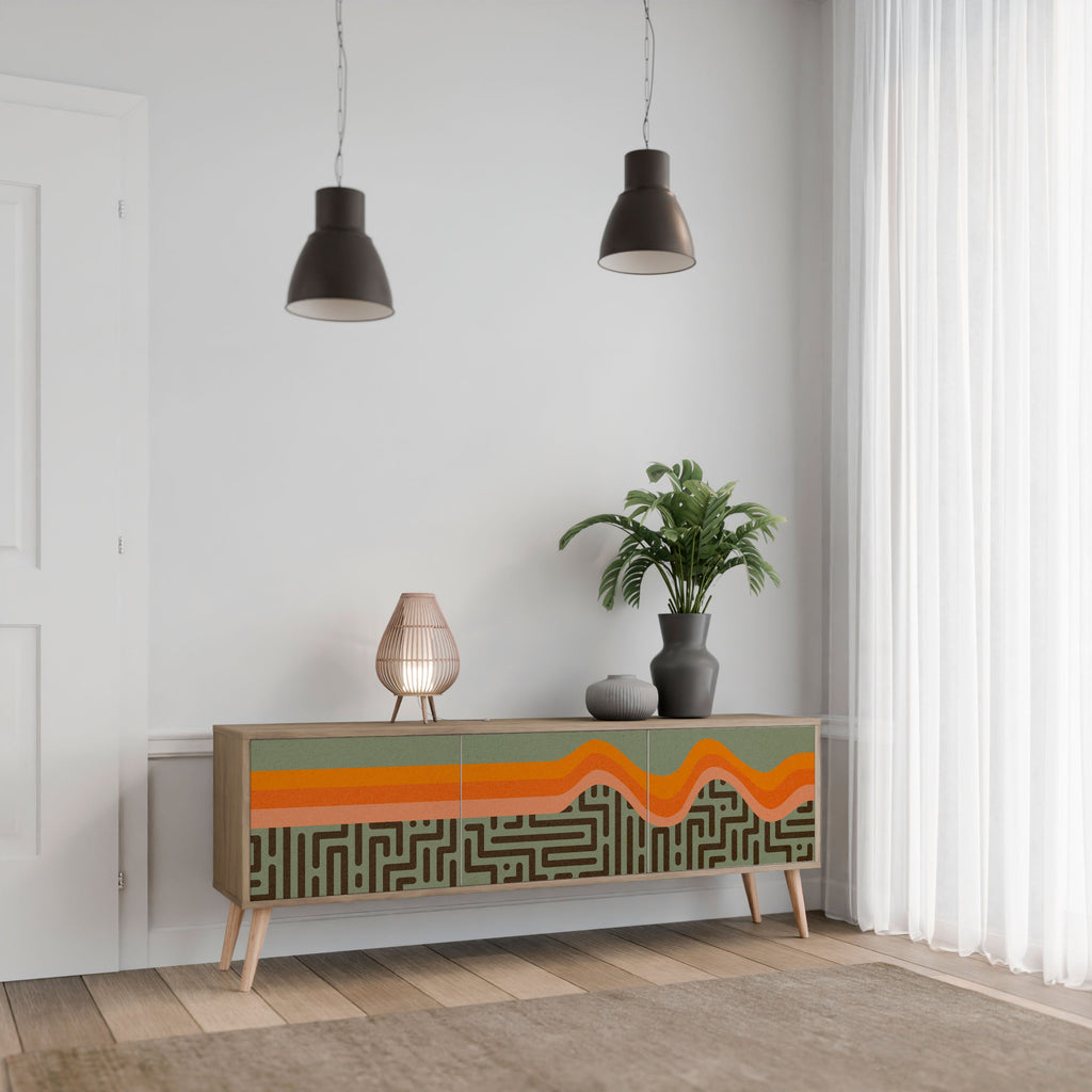 SIMPLE SOLUTIONS Móvel de TV com 3 Portas em Efeito Carvalho