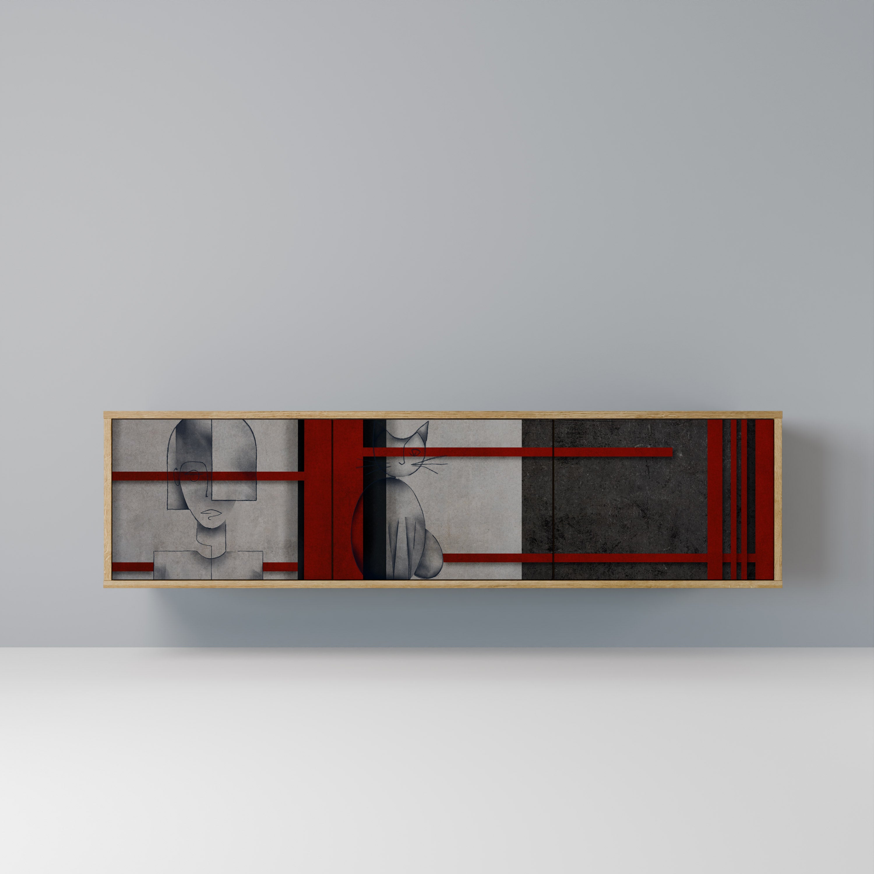 GRAY FIGURES Móvel de TV com 3 Portas em Efeito Carvalho