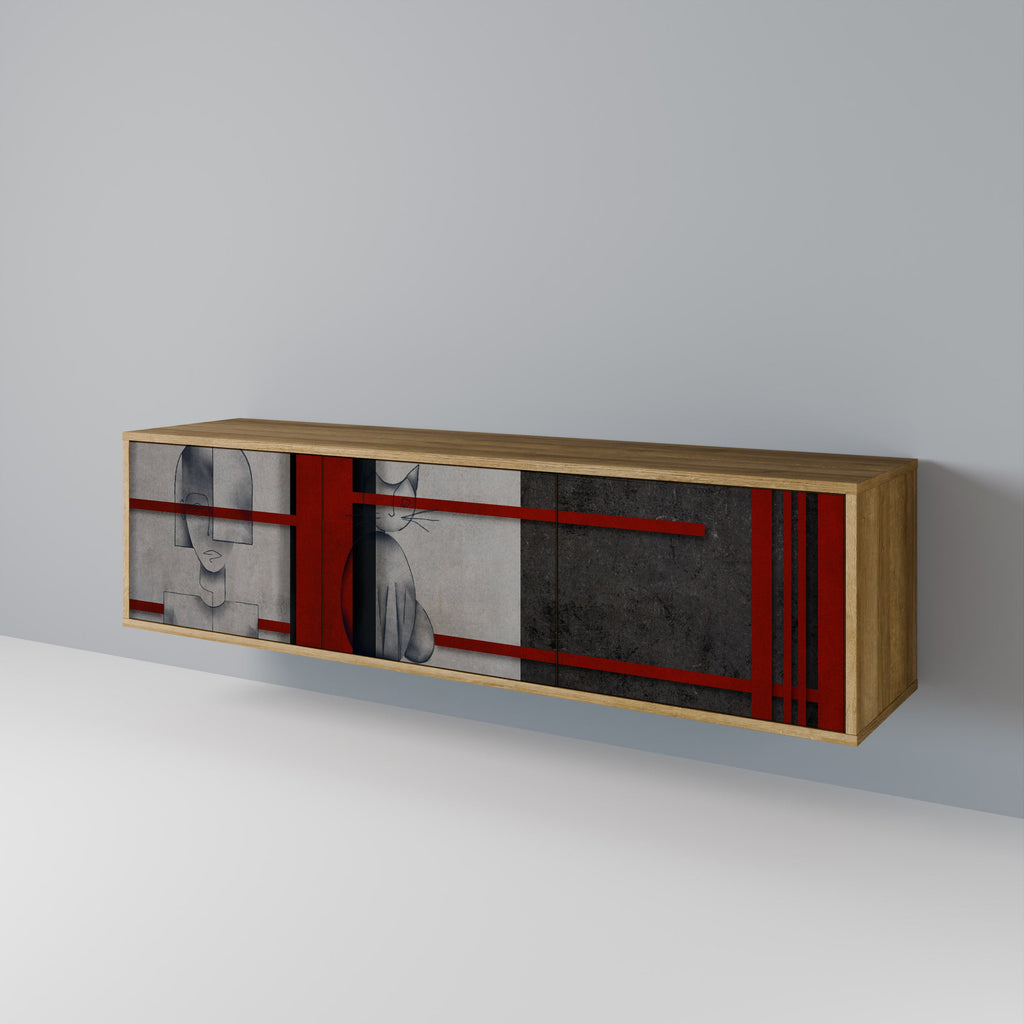 GRAY FIGURES Móvel de TV com 3 Portas em Efeito Carvalho