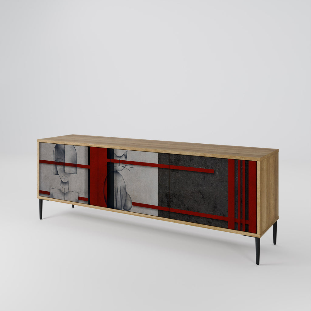 GRAY FIGURES Móvel de TV com 3 Portas em Efeito Carvalho