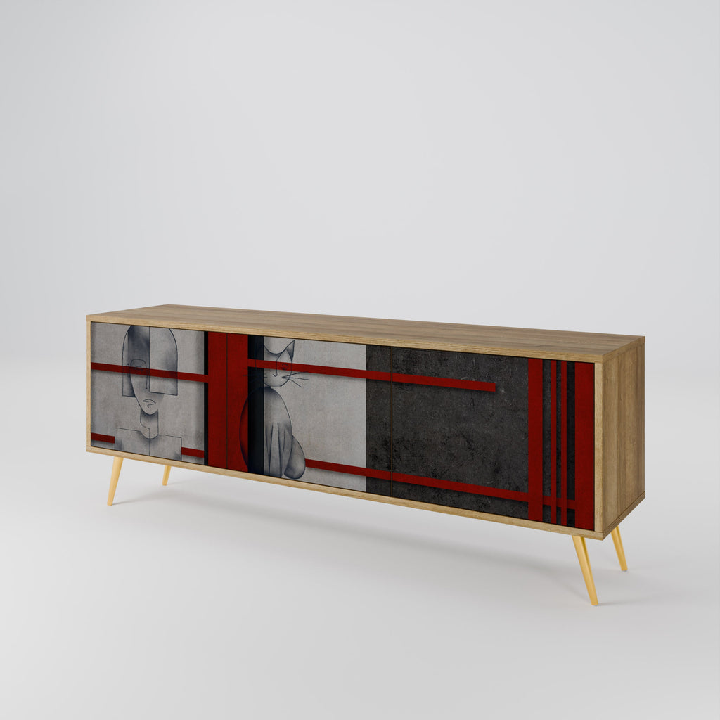 GRAY FIGURES Móvel de TV com 3 Portas em Efeito Carvalho