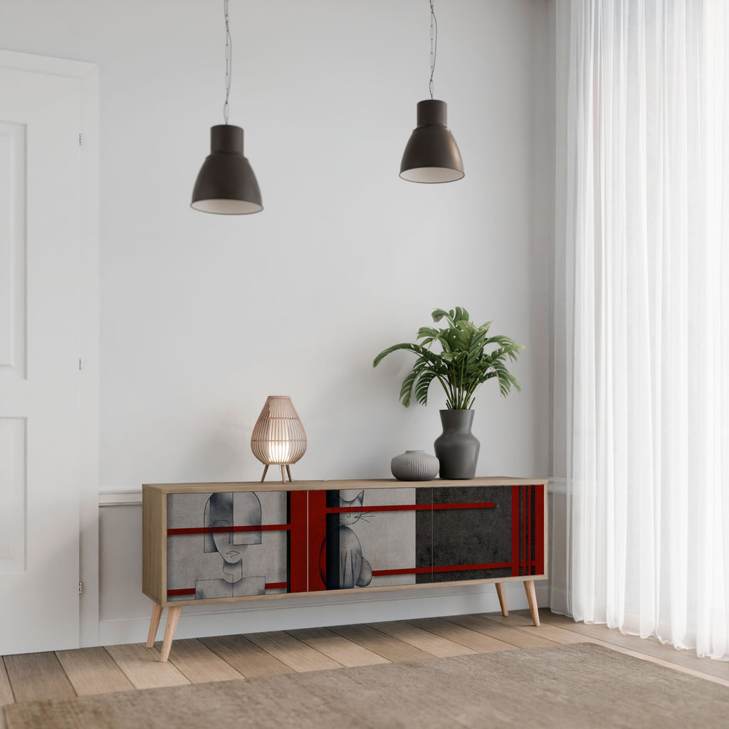 GRAY FIGURES Móvel de TV com 3 Portas em Efeito Carvalho