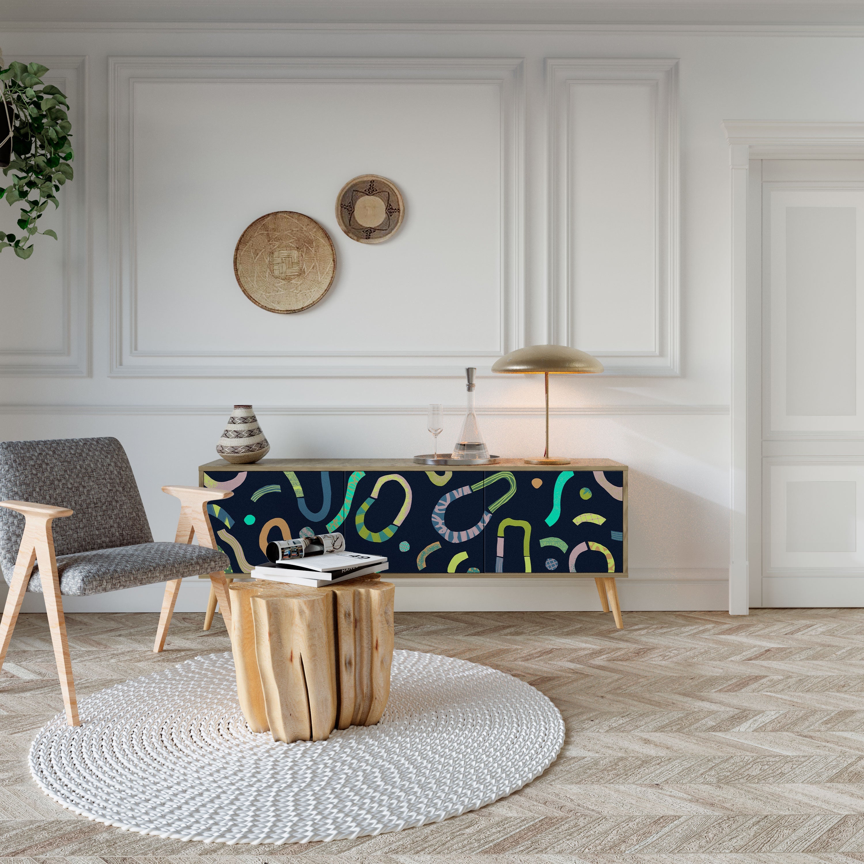 CONTRAST DANCE Móvel de TV com 3 Portas em Efeito Carvalho