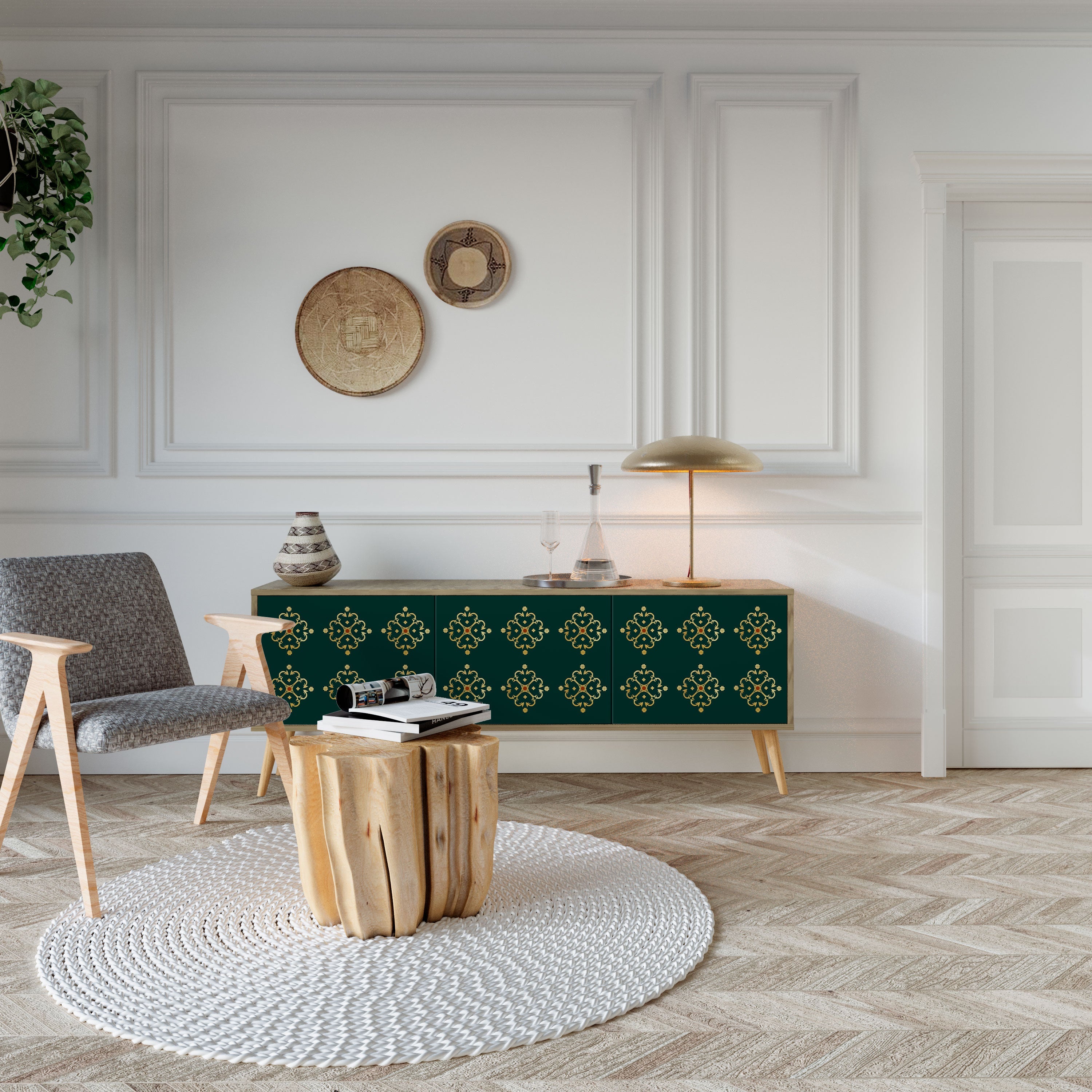 ROYAL MEDALLION Móvel de TV com 3 Portas em Efeito Carvalho