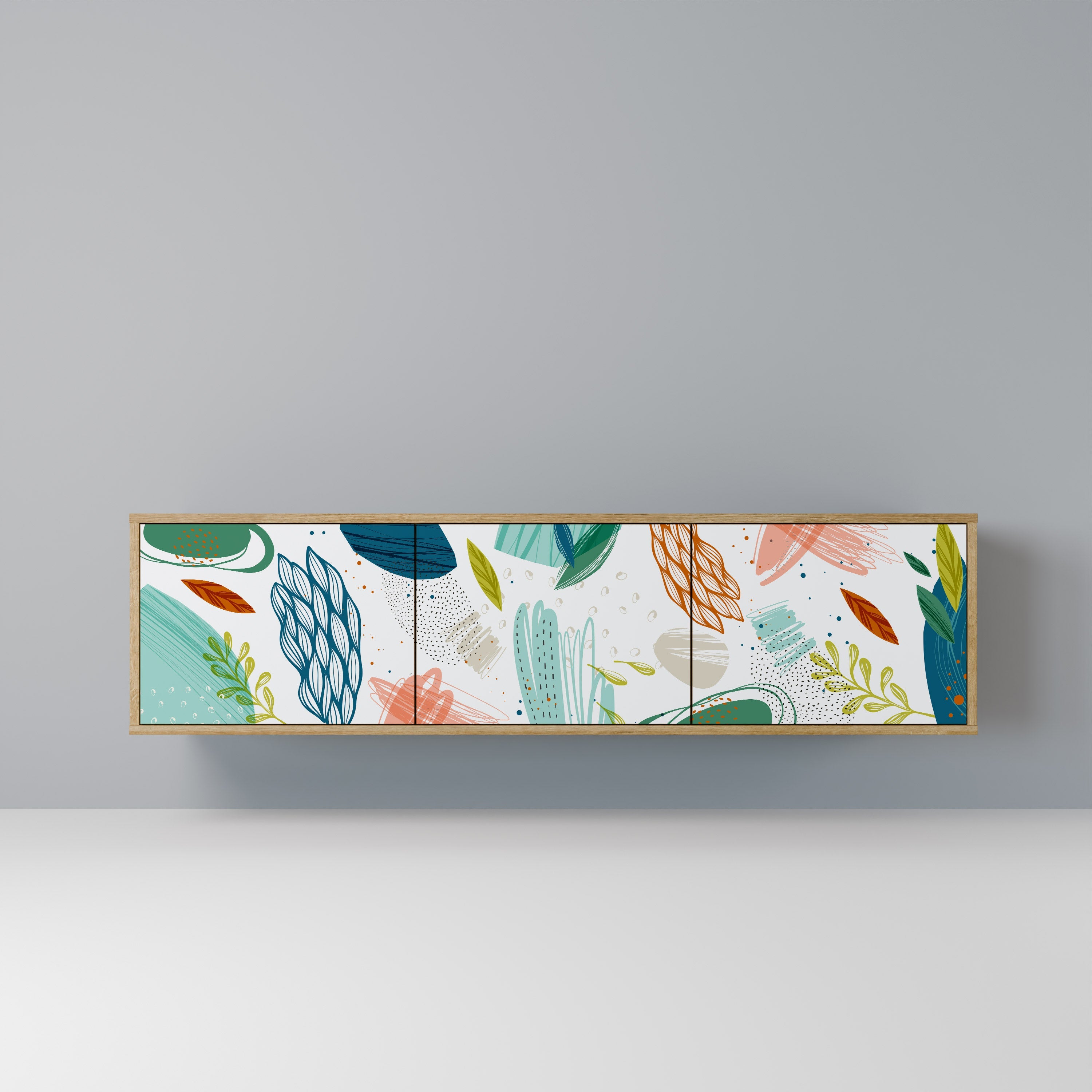 BOTANICAL HURRICANE Móvel de TV com 3 Portas em Efeito Carvalho