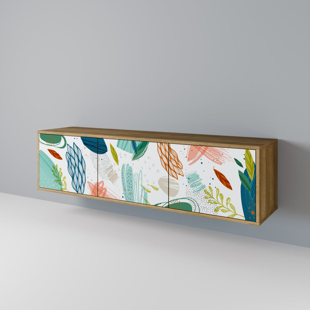 BOTANICAL HURRICANE Móvel de TV com 3 Portas em Efeito Carvalho