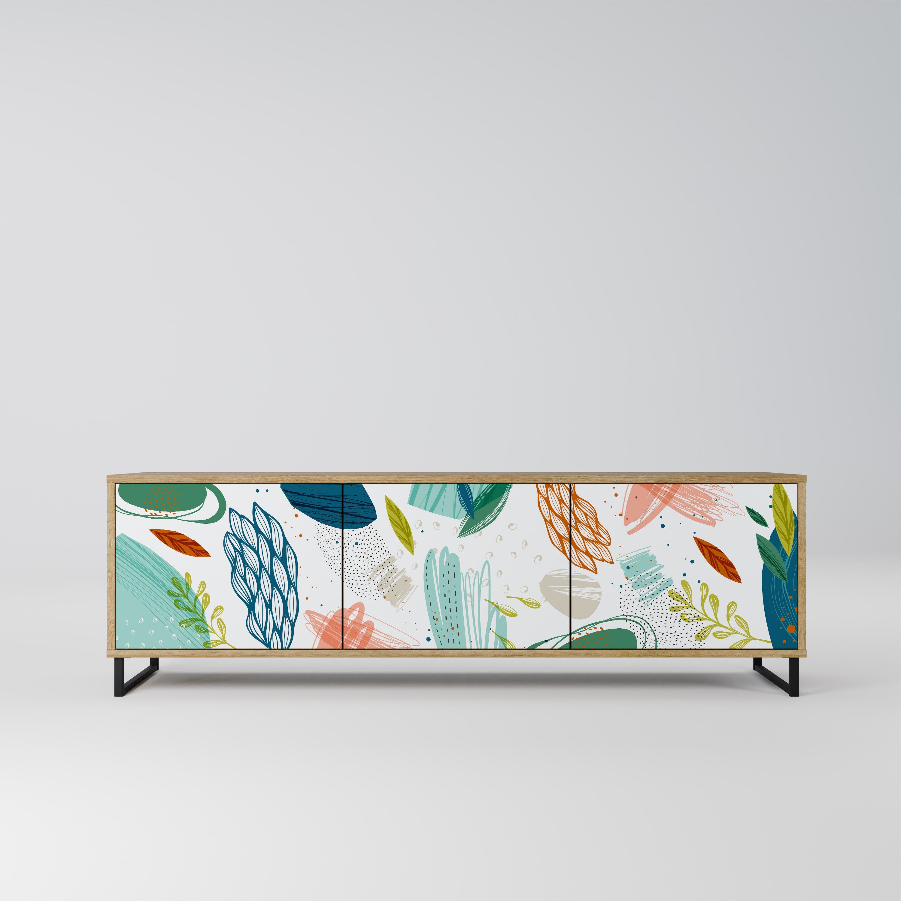 BOTANICAL HURRICANE Móvel de TV com 3 Portas em Efeito Carvalho