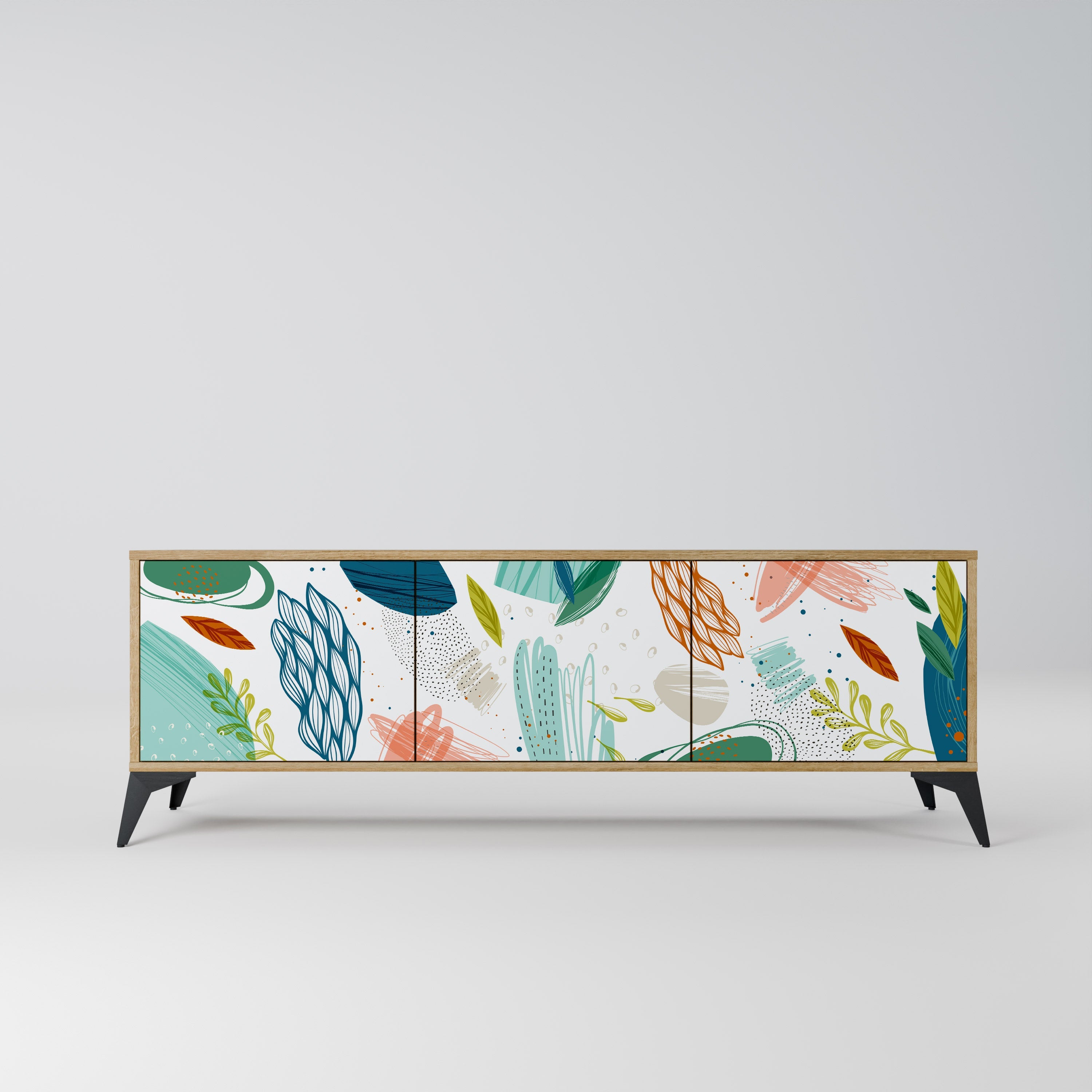 BOTANICAL HURRICANE Móvel de TV com 3 Portas em Efeito Carvalho