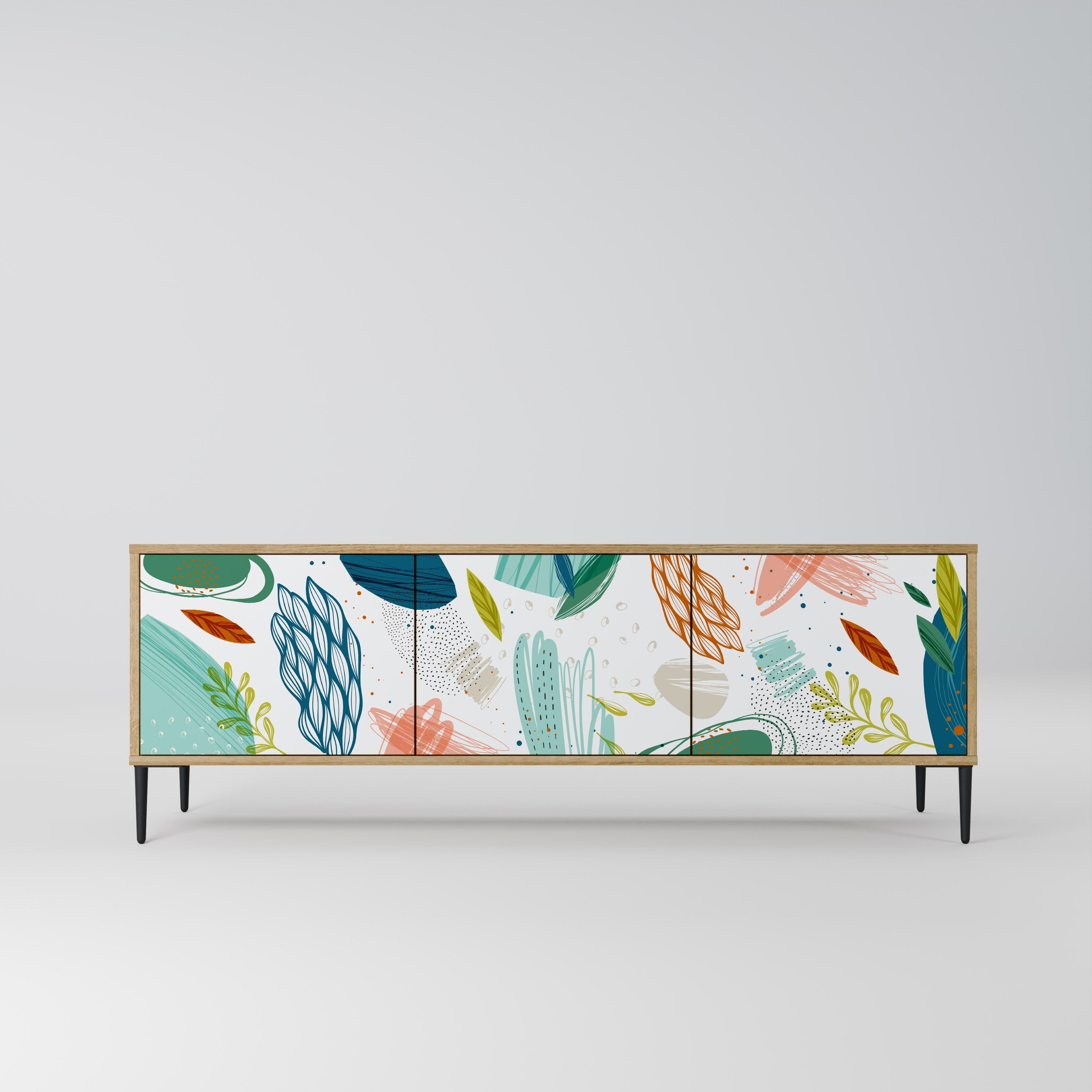 BOTANICAL HURRICANE Móvel de TV com 3 Portas em Efeito Carvalho