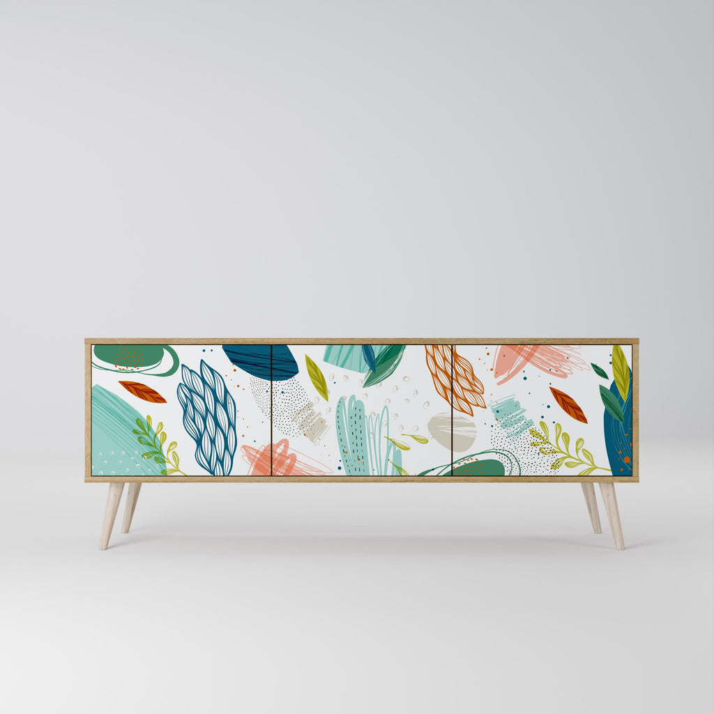 BOTANICAL HURRICANE Móvel de TV com 3 Portas em Efeito Carvalho