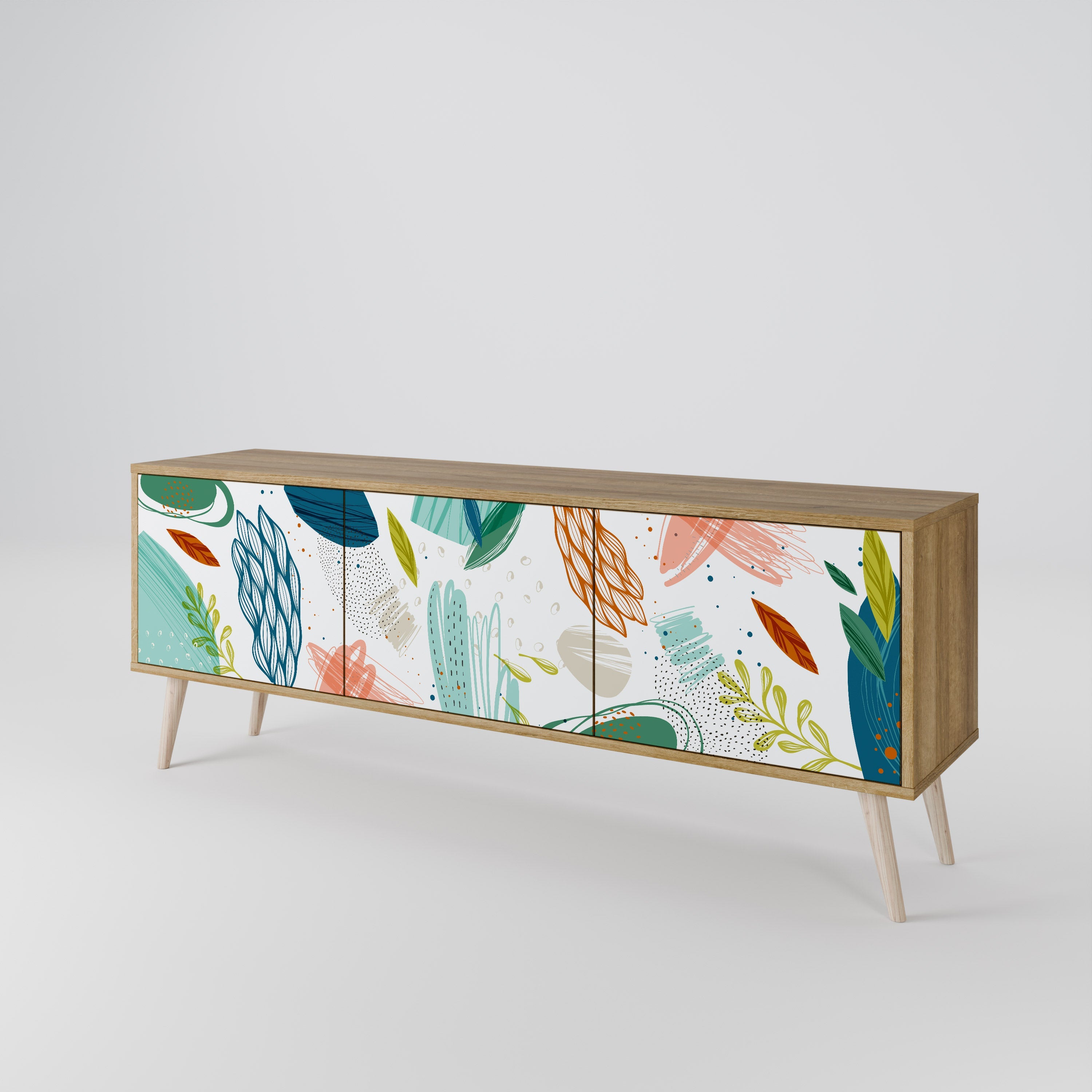 BOTANICAL HURRICANE Móvel de TV com 3 Portas em Efeito Carvalho